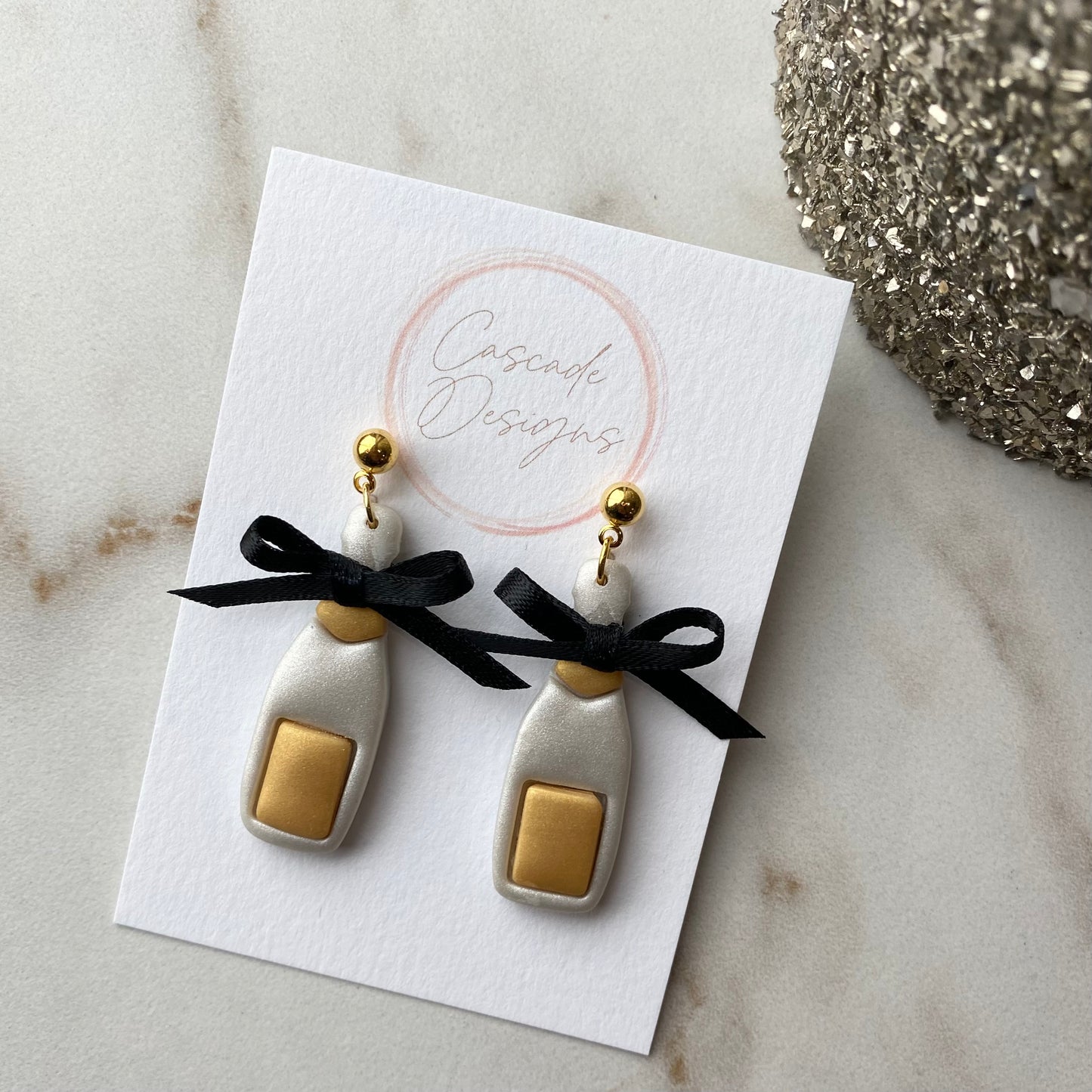 The Bubbli | Champagne Bottle Clay Earrings