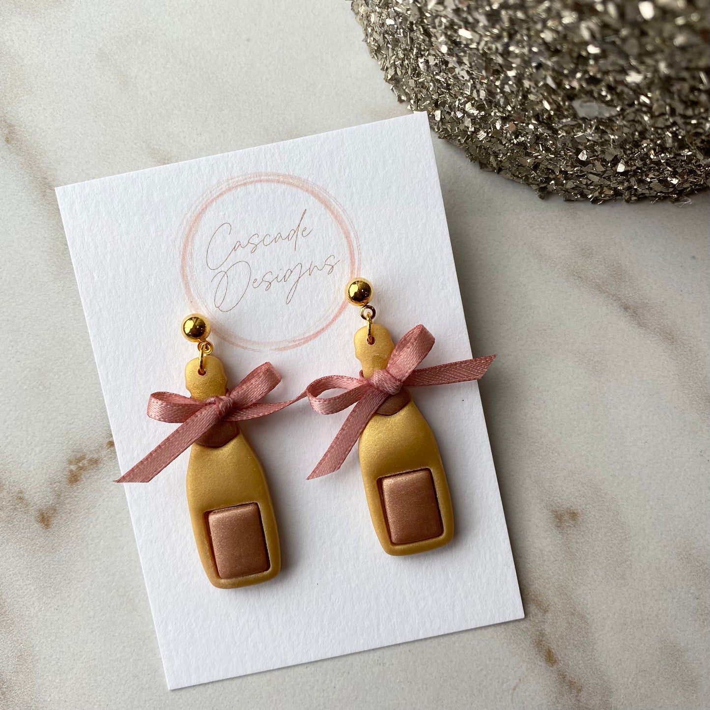 The Bubbli | Champagne Bottle Clay Earrings
