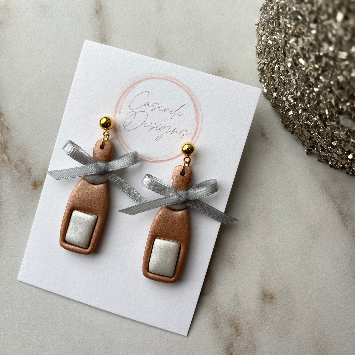 The Bubbli | Champagne Bottle Clay Earrings