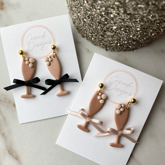 The Fizzi | Champagne Glass Clay Earrings