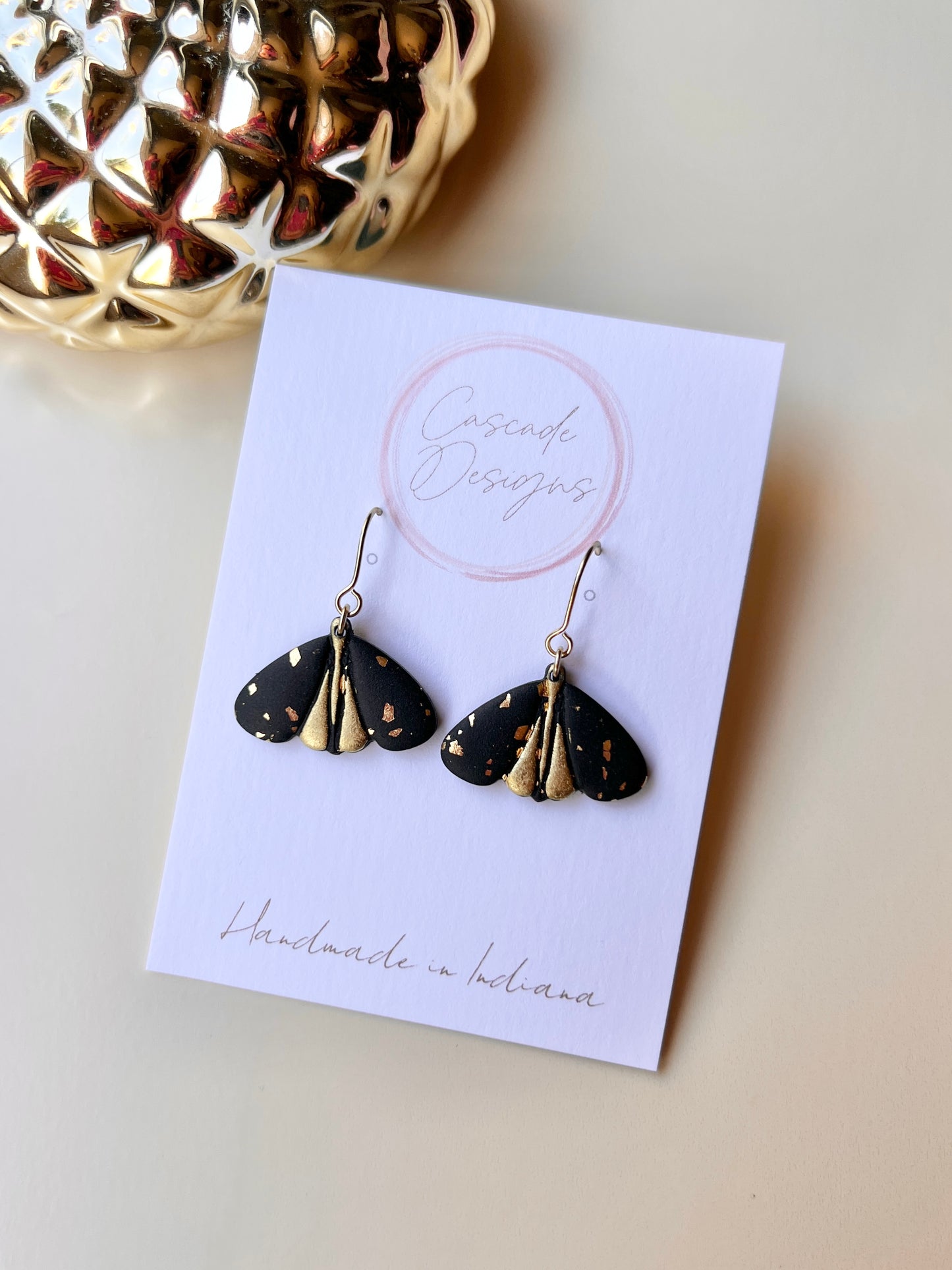 The Flitter | Gold Sparkle Moth Earrings