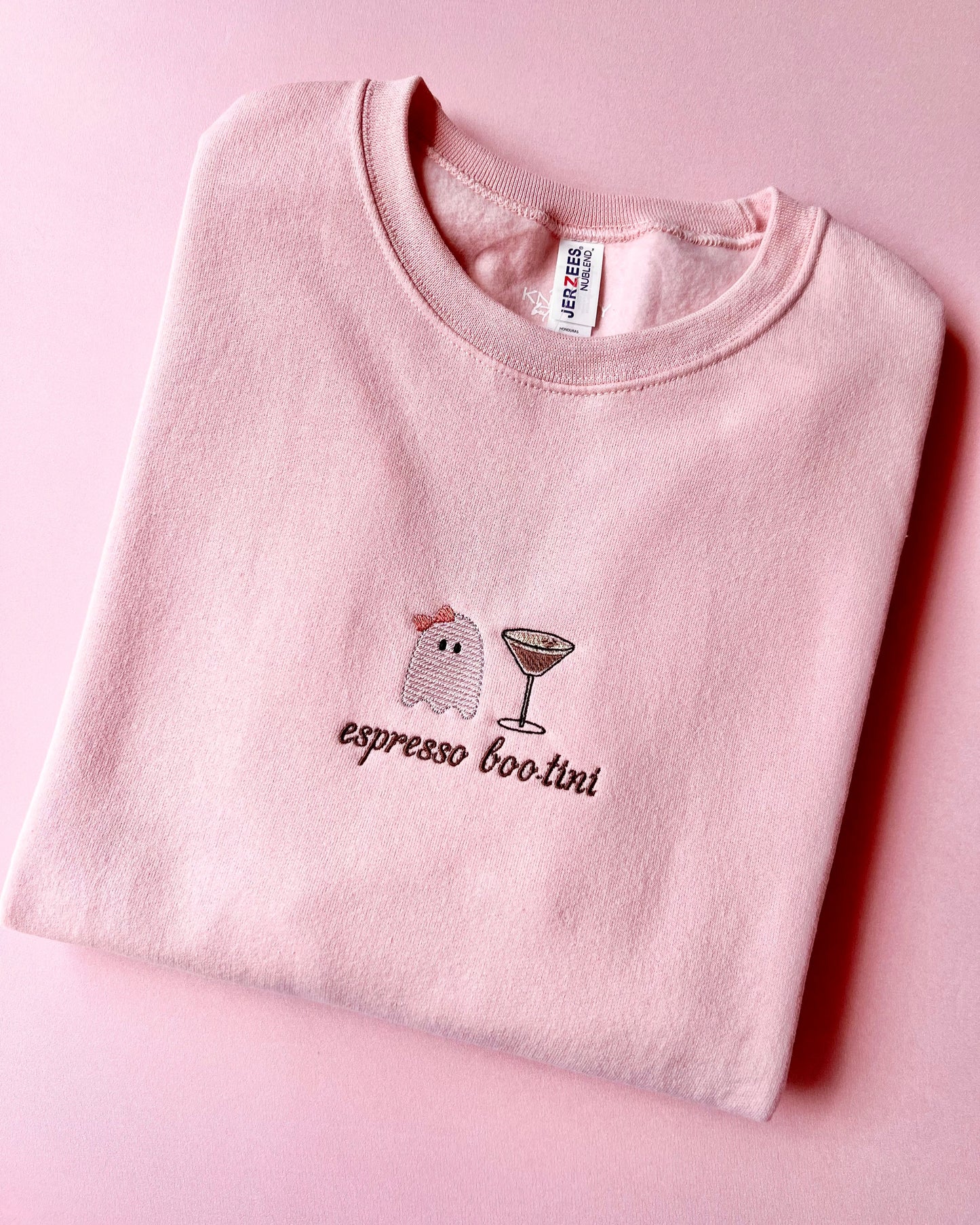 Embroidered Espresso Bootini Pink Sweatshirt