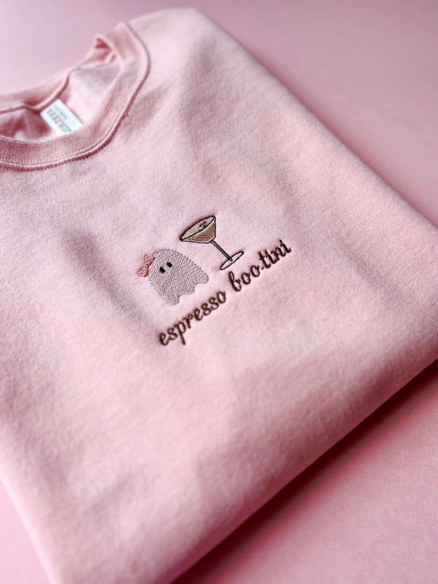 Embroidered Espresso Bootini Pink Sweatshirt