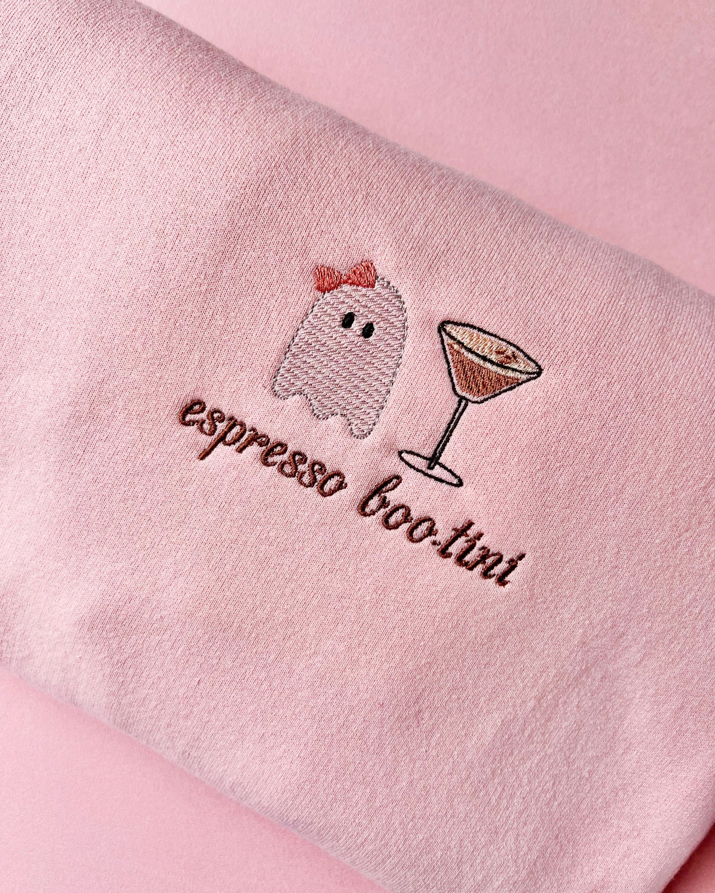 Embroidered Espresso Bootini Pink Sweatshirt