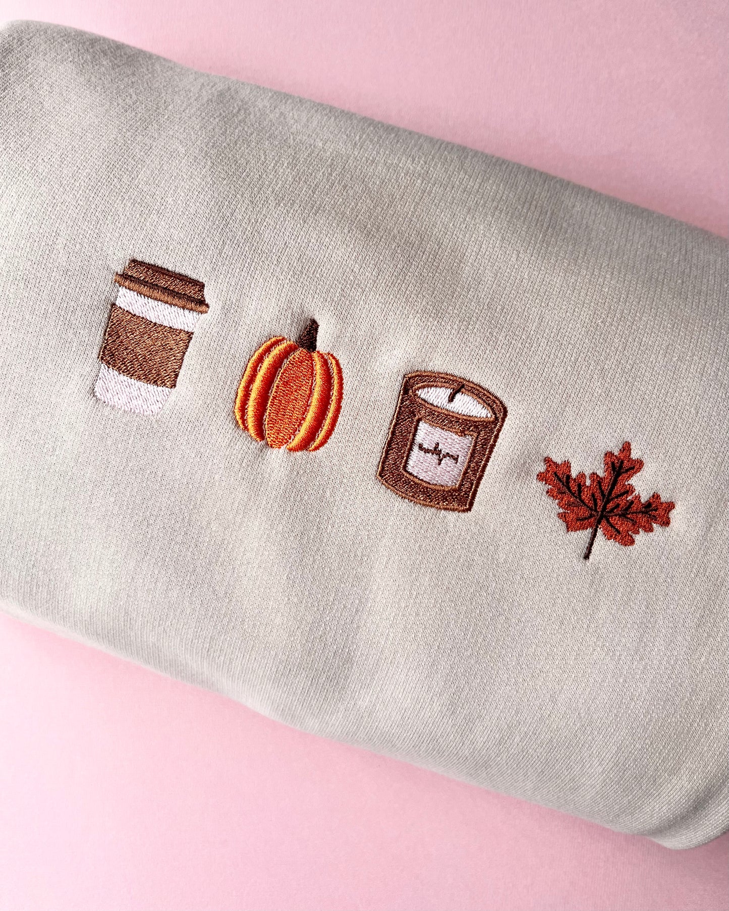 Embroidered Little Fall Things Beige Sweatshirt
