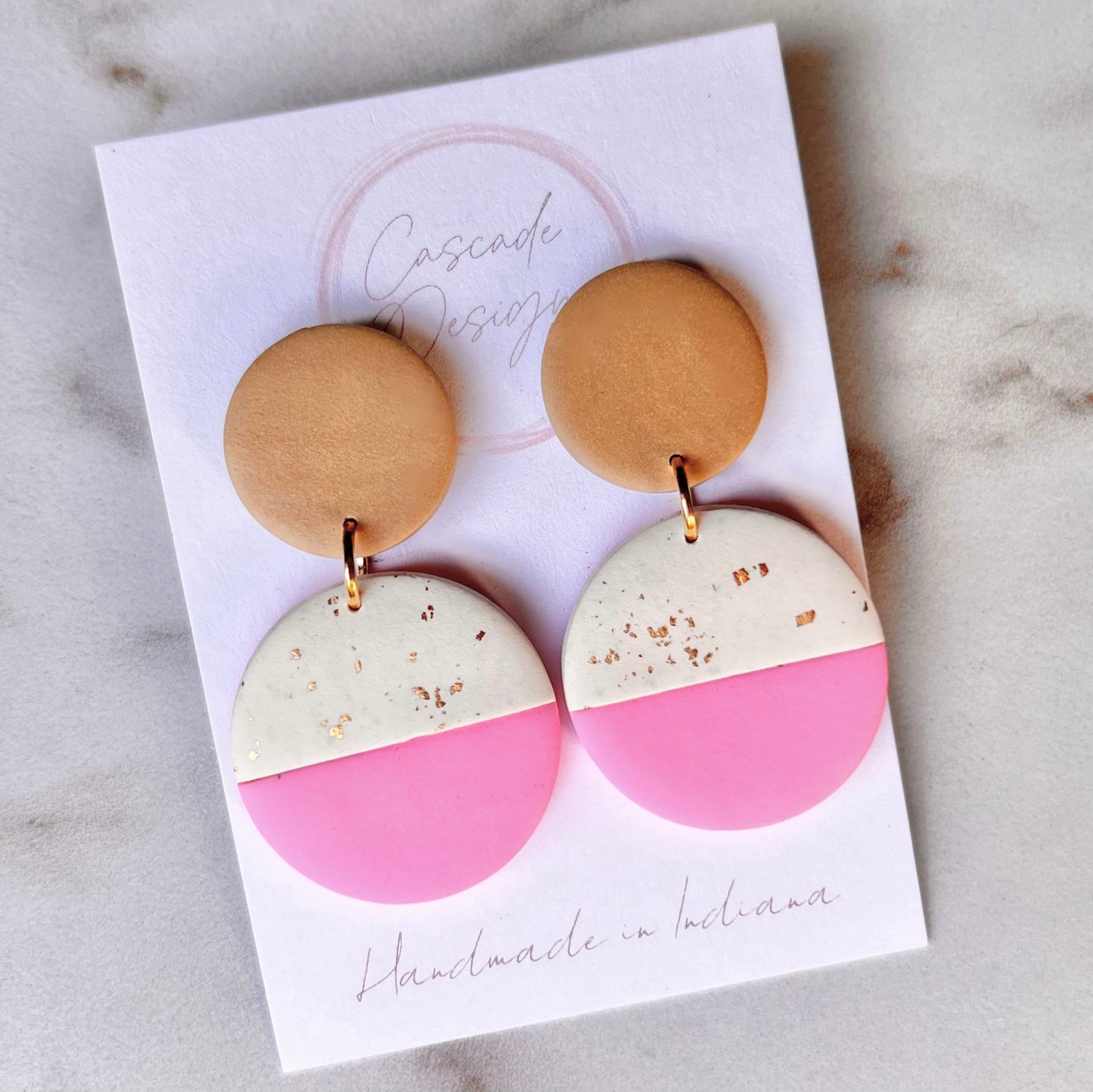 The Bella | Gold Flake Color Block Clay Earrings