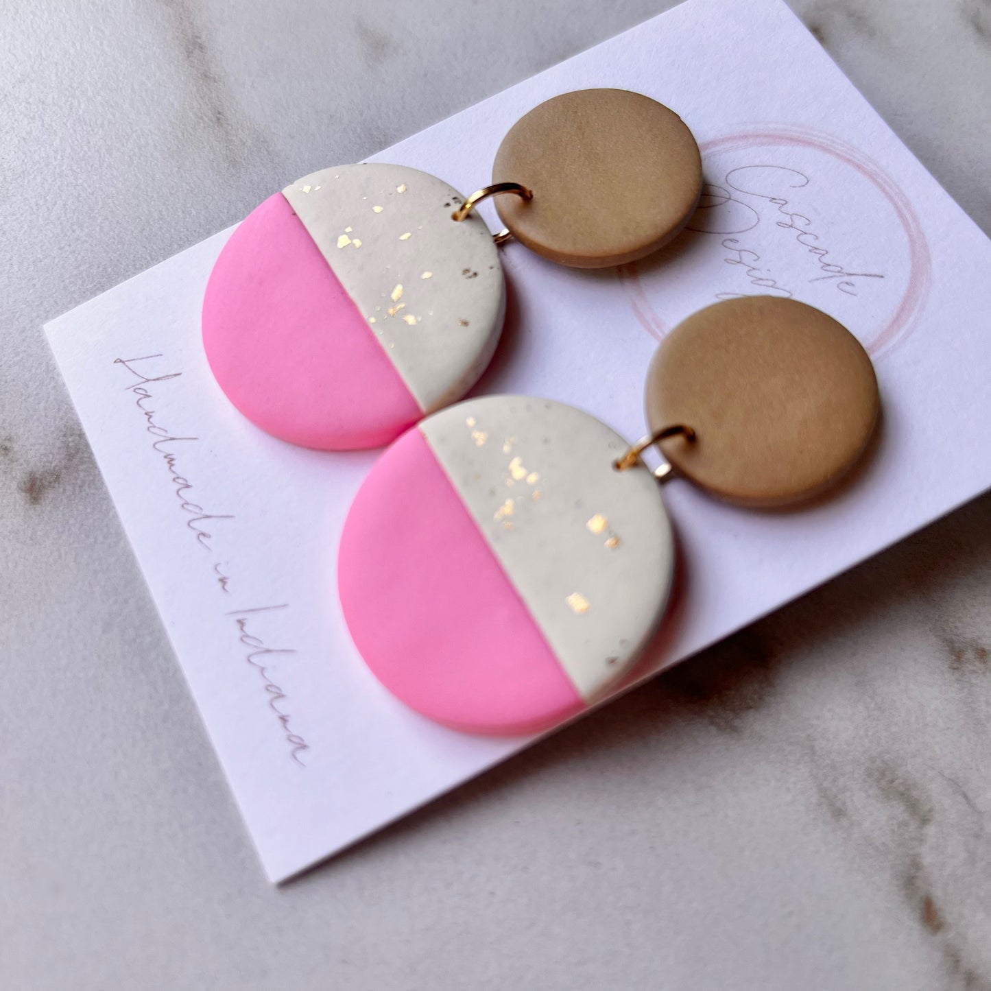 The Bella | Gold Flake Color Block Clay Earrings