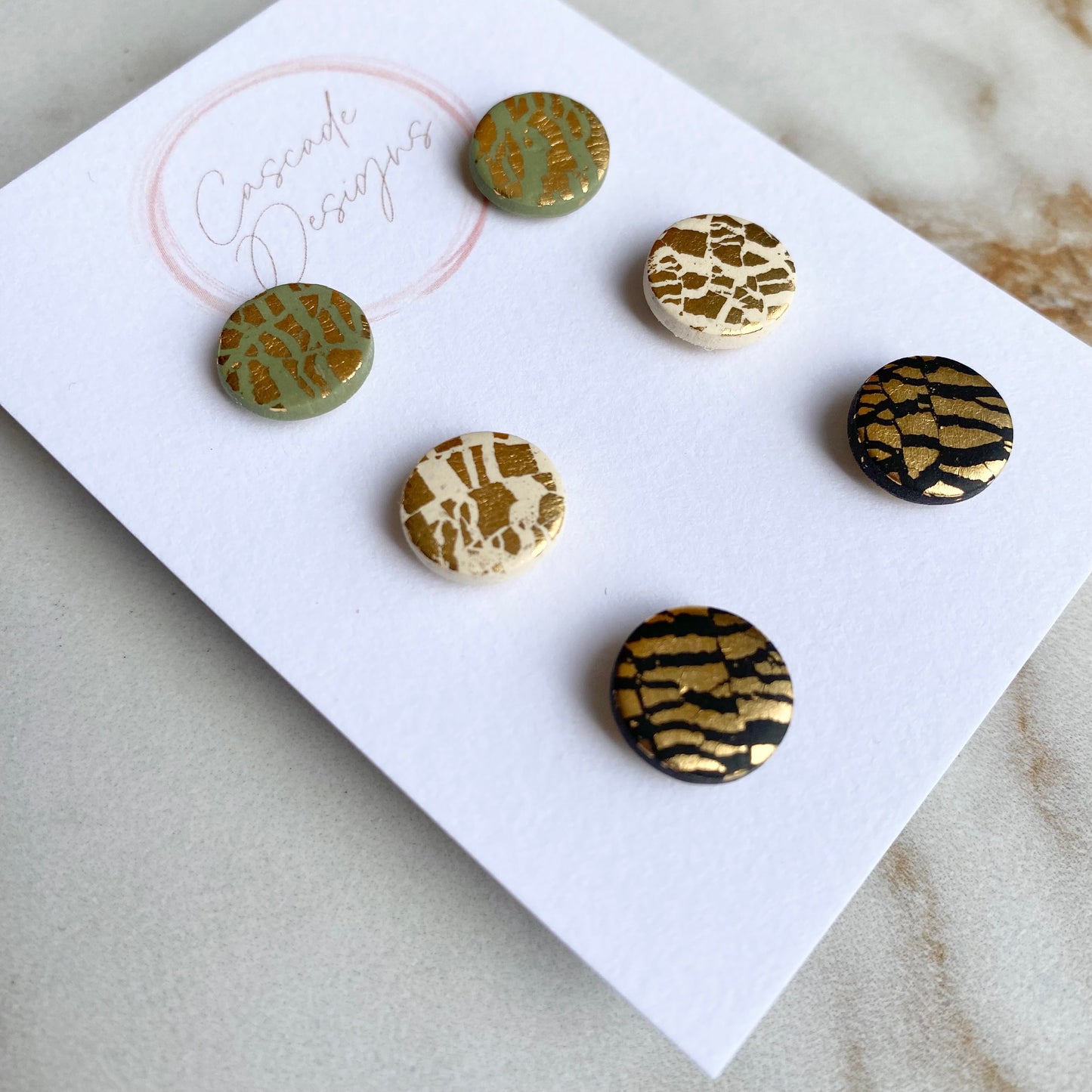 The Zoe | Gold Clay Stud Earrings - 3 Sets