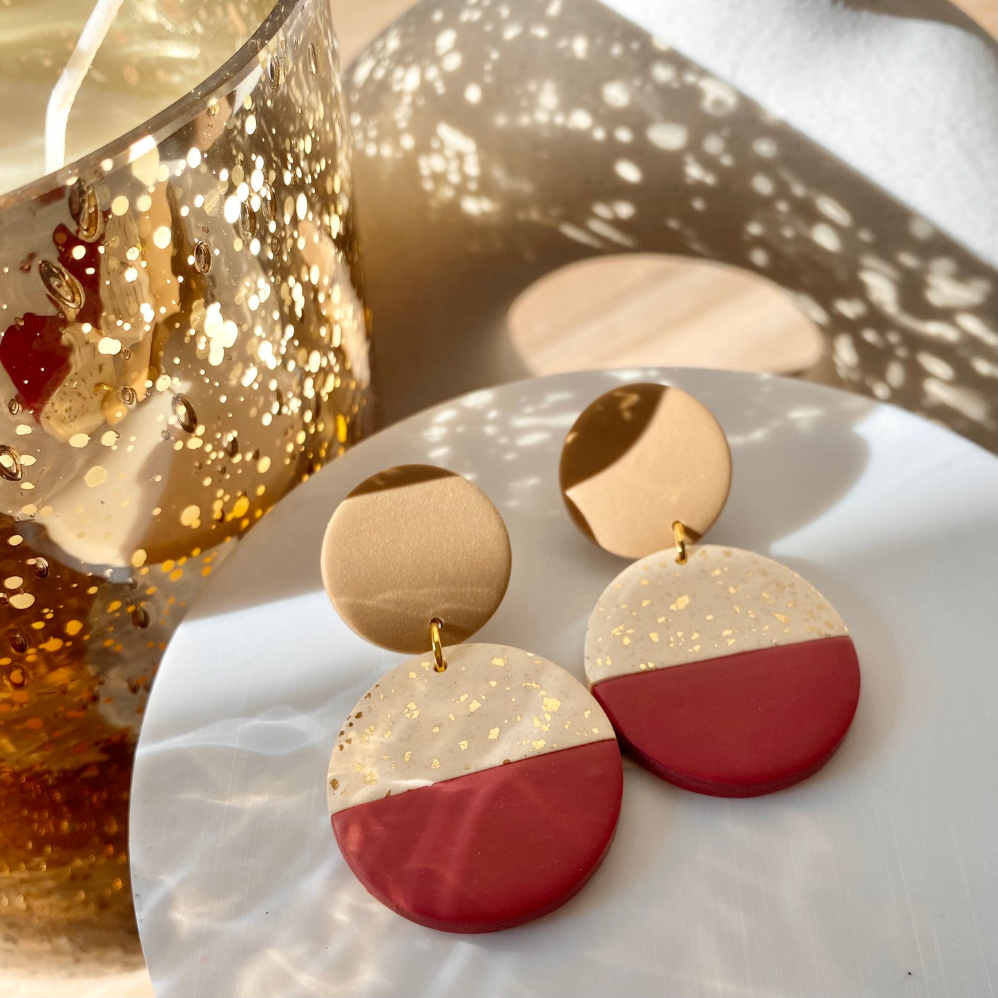 The Bella | Gold Flake Color Block Clay Earrings