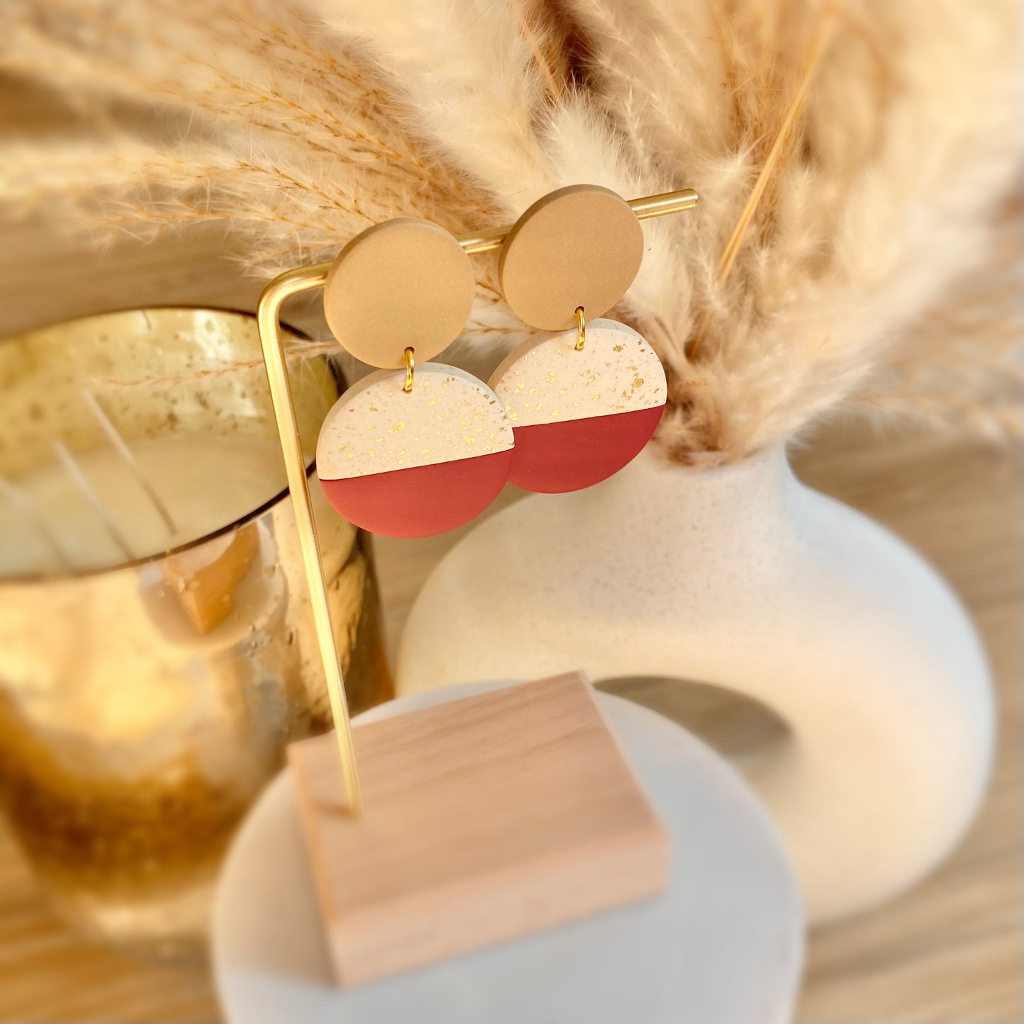 The Bella | Gold Flake Color Block Clay Earrings