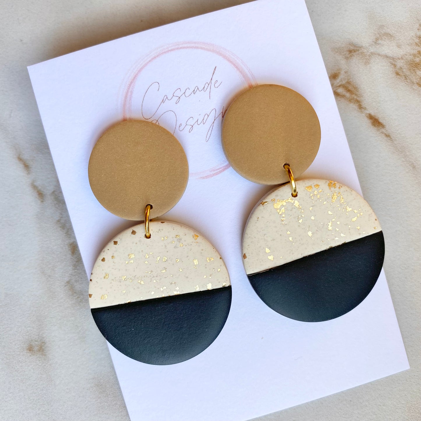The Bella | Gold Flake Color Block Clay Earrings