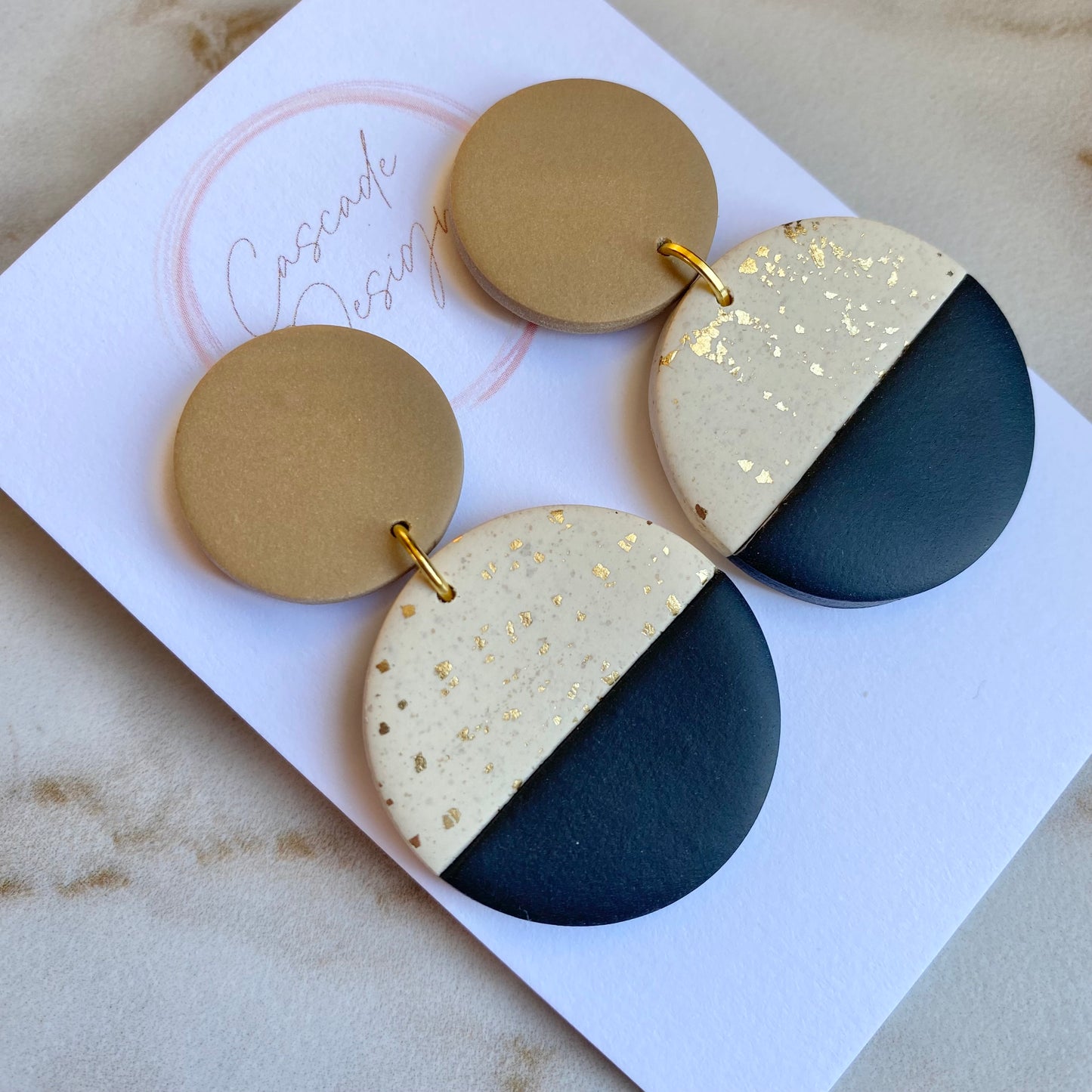 The Bella | Gold Flake Color Block Clay Earrings