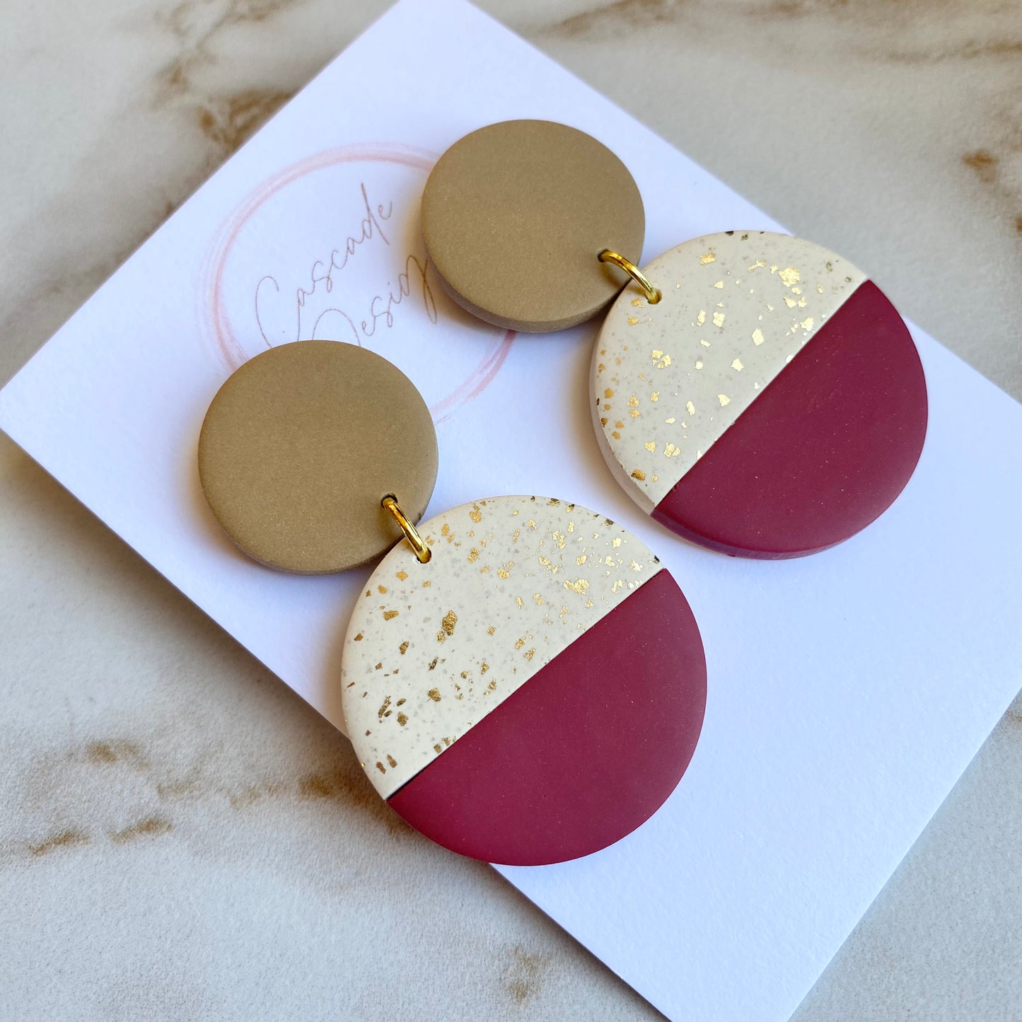 The Bella | Gold Flake Color Block Clay Earrings