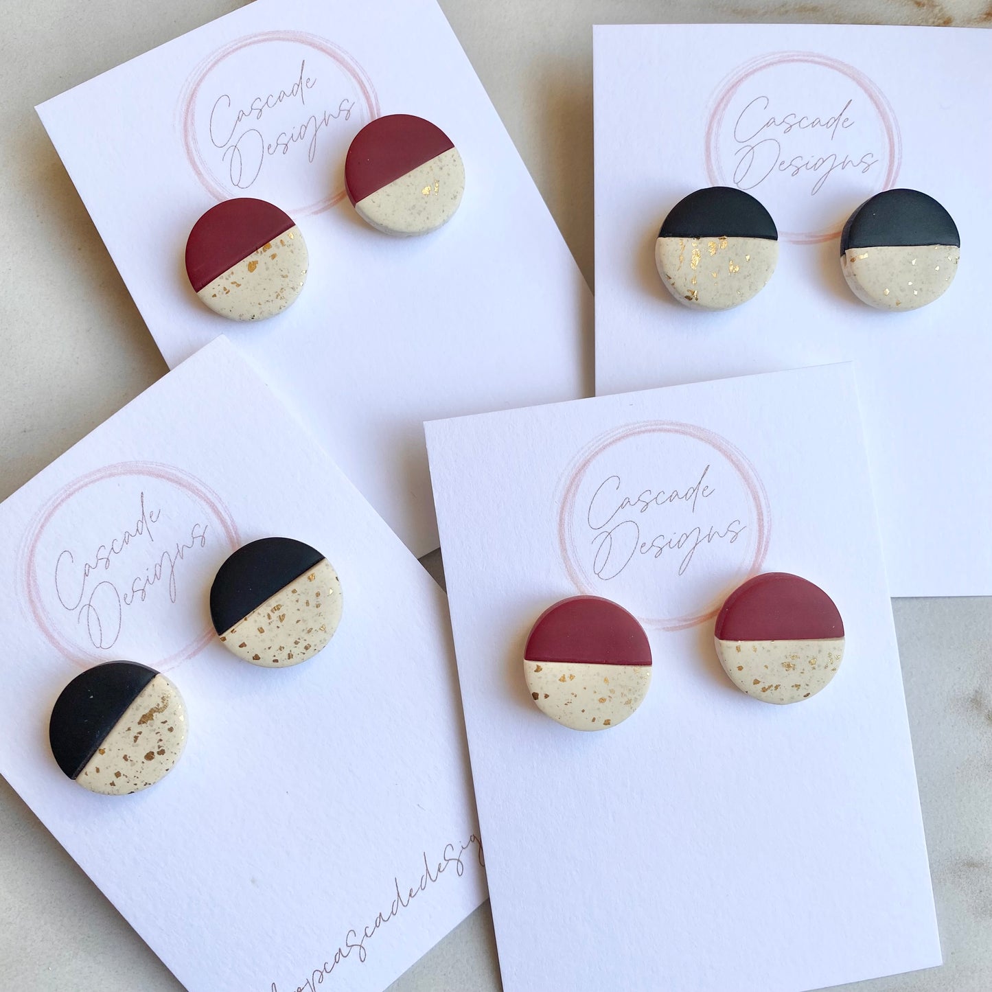 The Bella | Gold Flake Color Block Clay Earrings