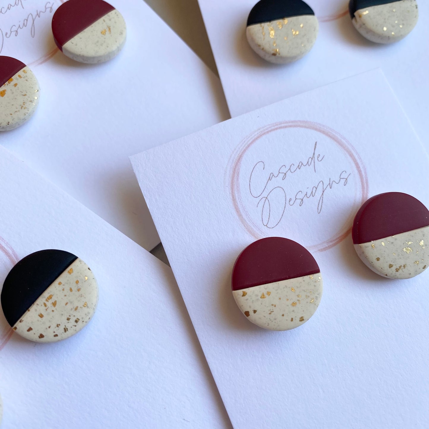 The Bella | Gold Flake Color Block Clay Earrings