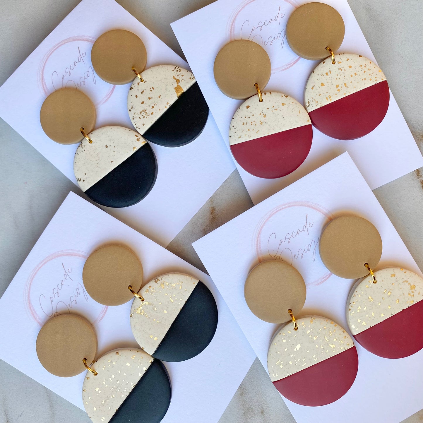The Bella | Gold Flake Color Block Clay Earrings
