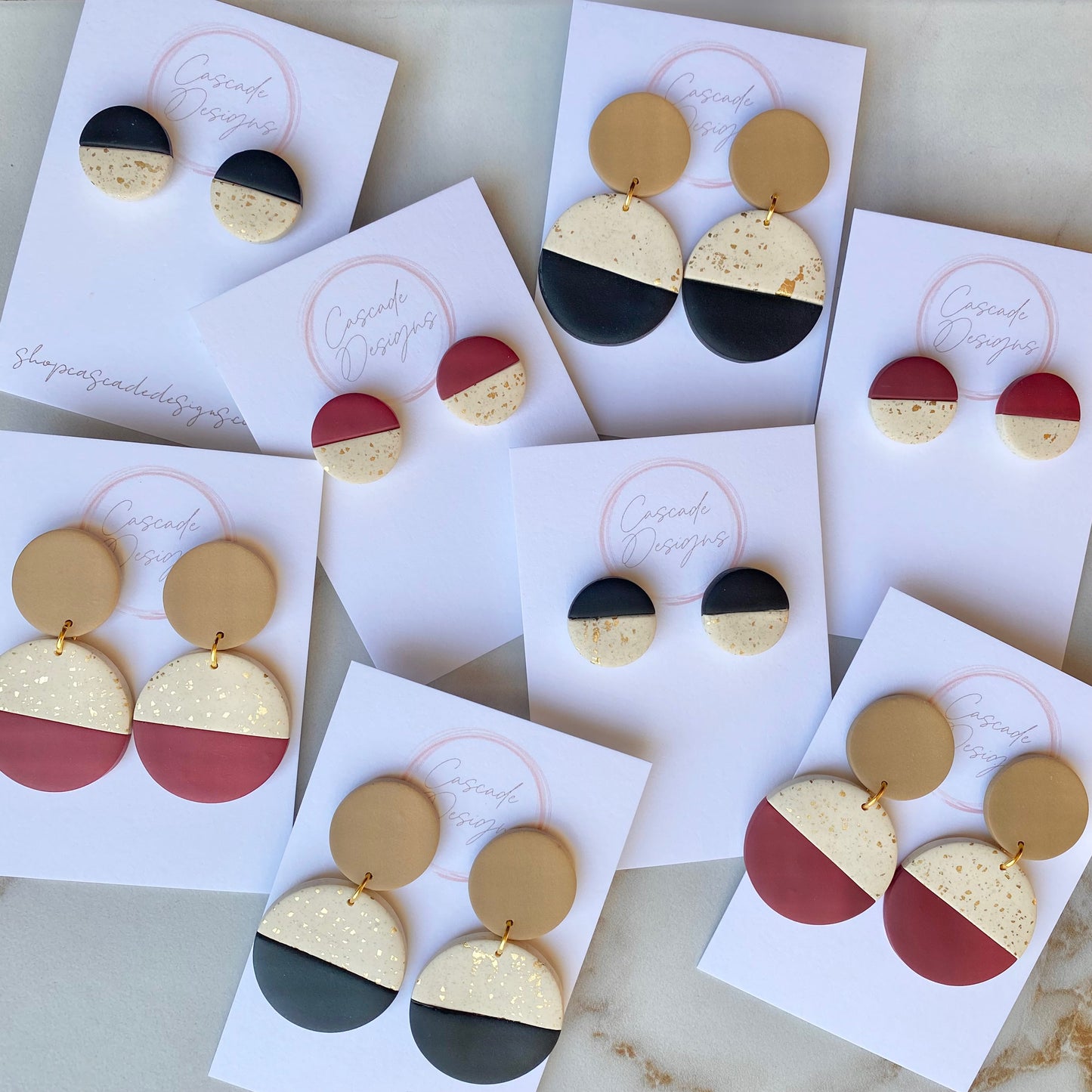 The Bella | Gold Flake Color Block Clay Earrings