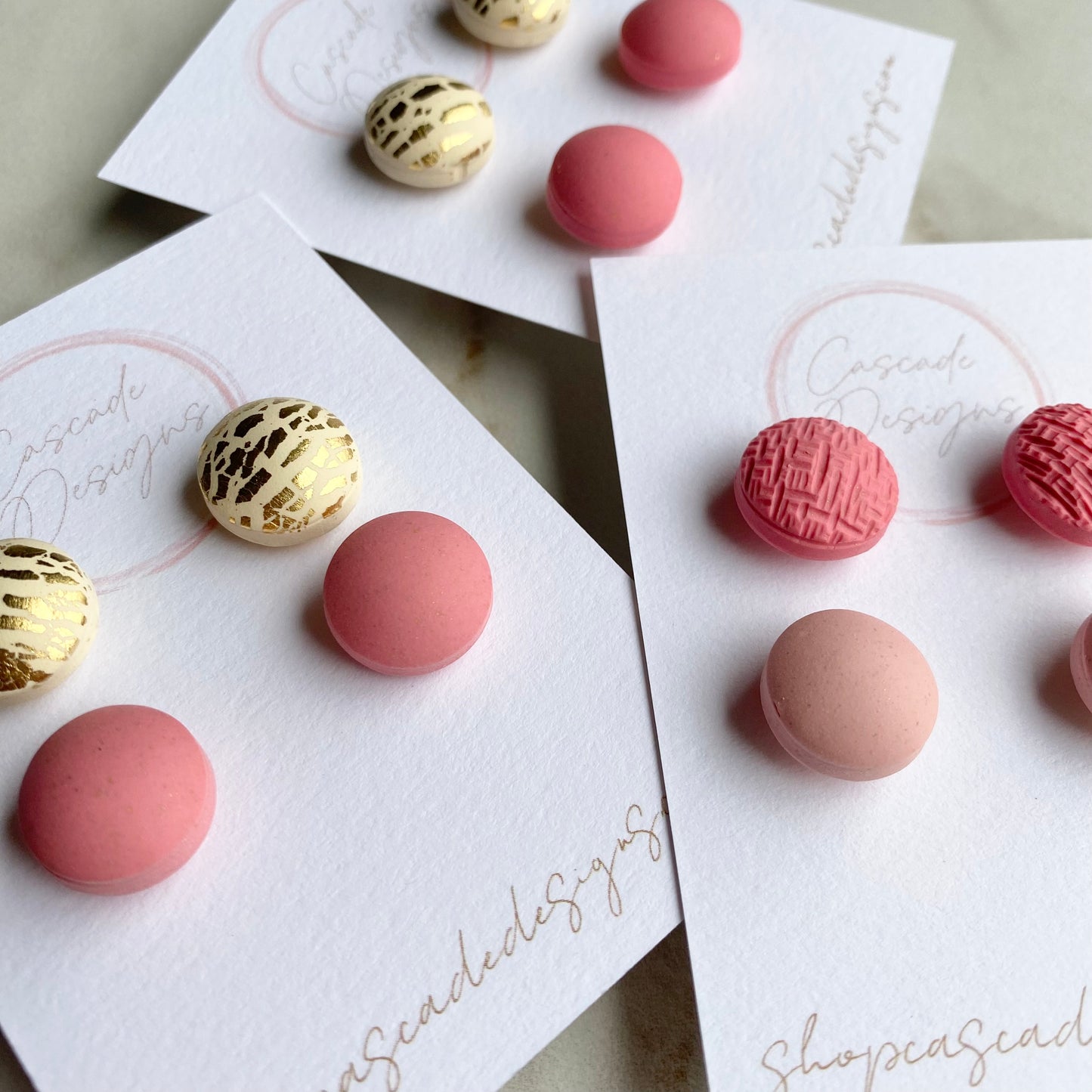 The Fling | Luster and Pink Bubble Clay Stud Earrings - Set of 2