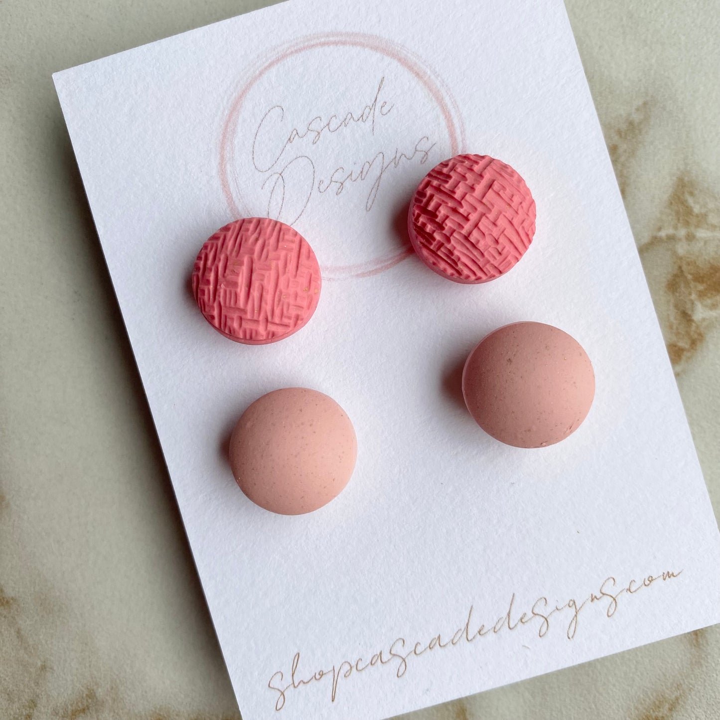 The Fling | Luster and Pink Bubble Clay Stud Earrings - Set of 2