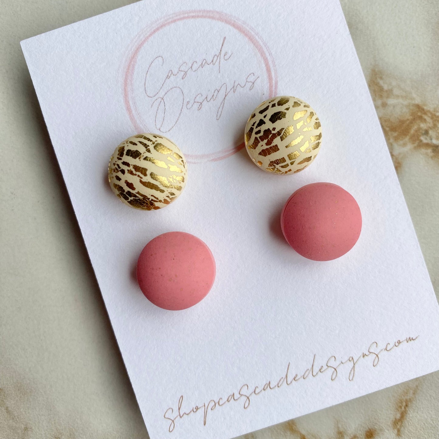 The Fling | Luster and Pink Bubble Clay Stud Earrings - Set of 2