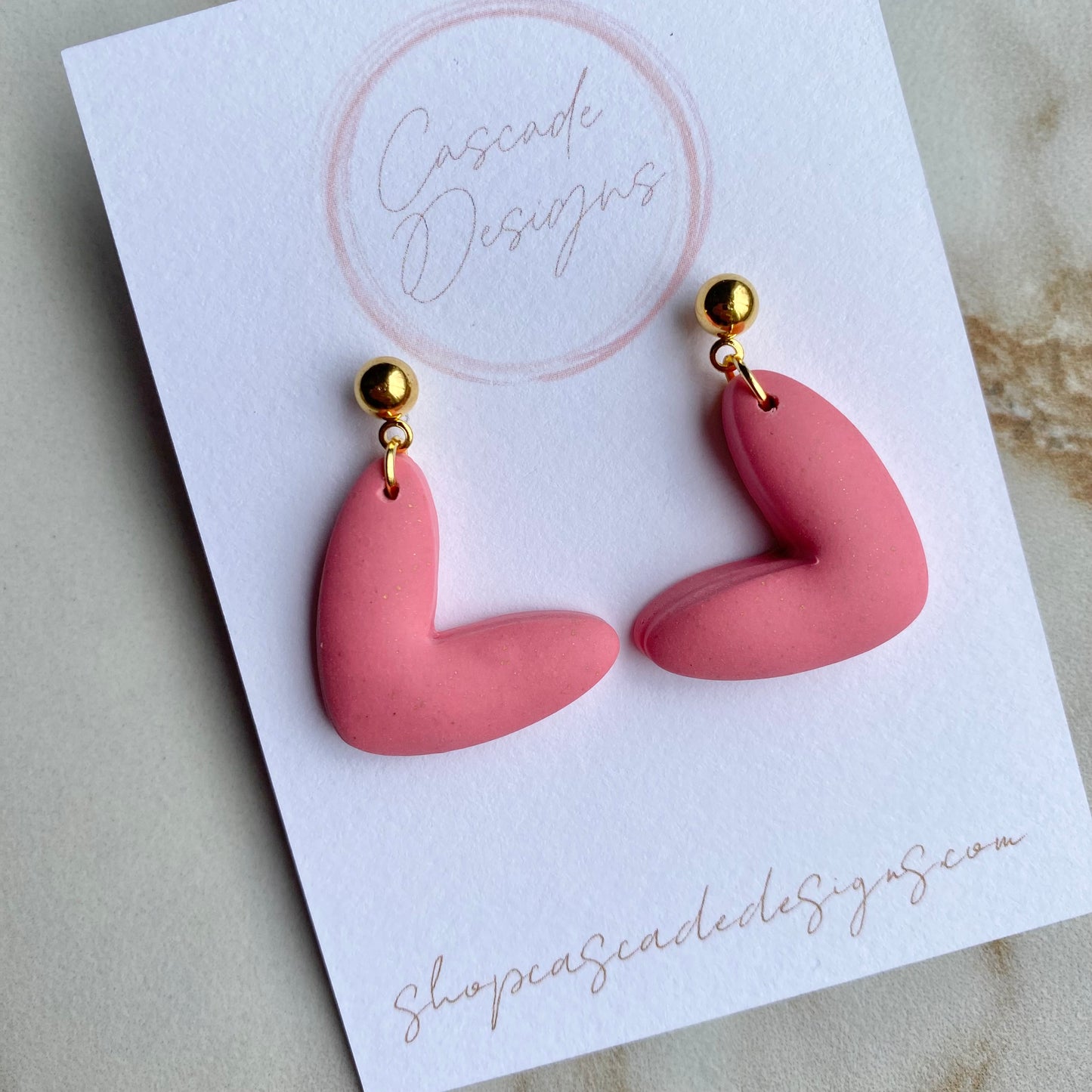 The Juliet | Luster and Pink Bubble Heart Clay Earrings