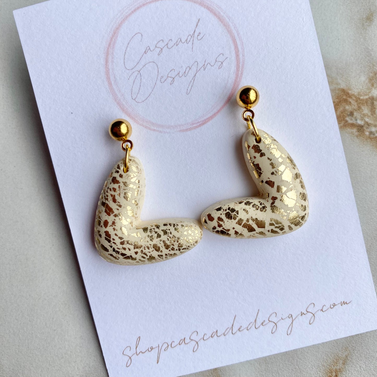 The Juliet | Luster and Pink Bubble Heart Clay Earrings