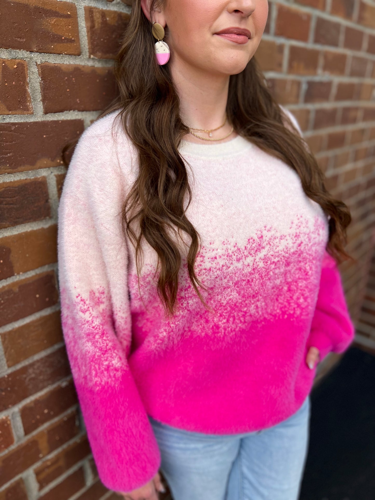 Fuzzy Ombre Knit Sweater