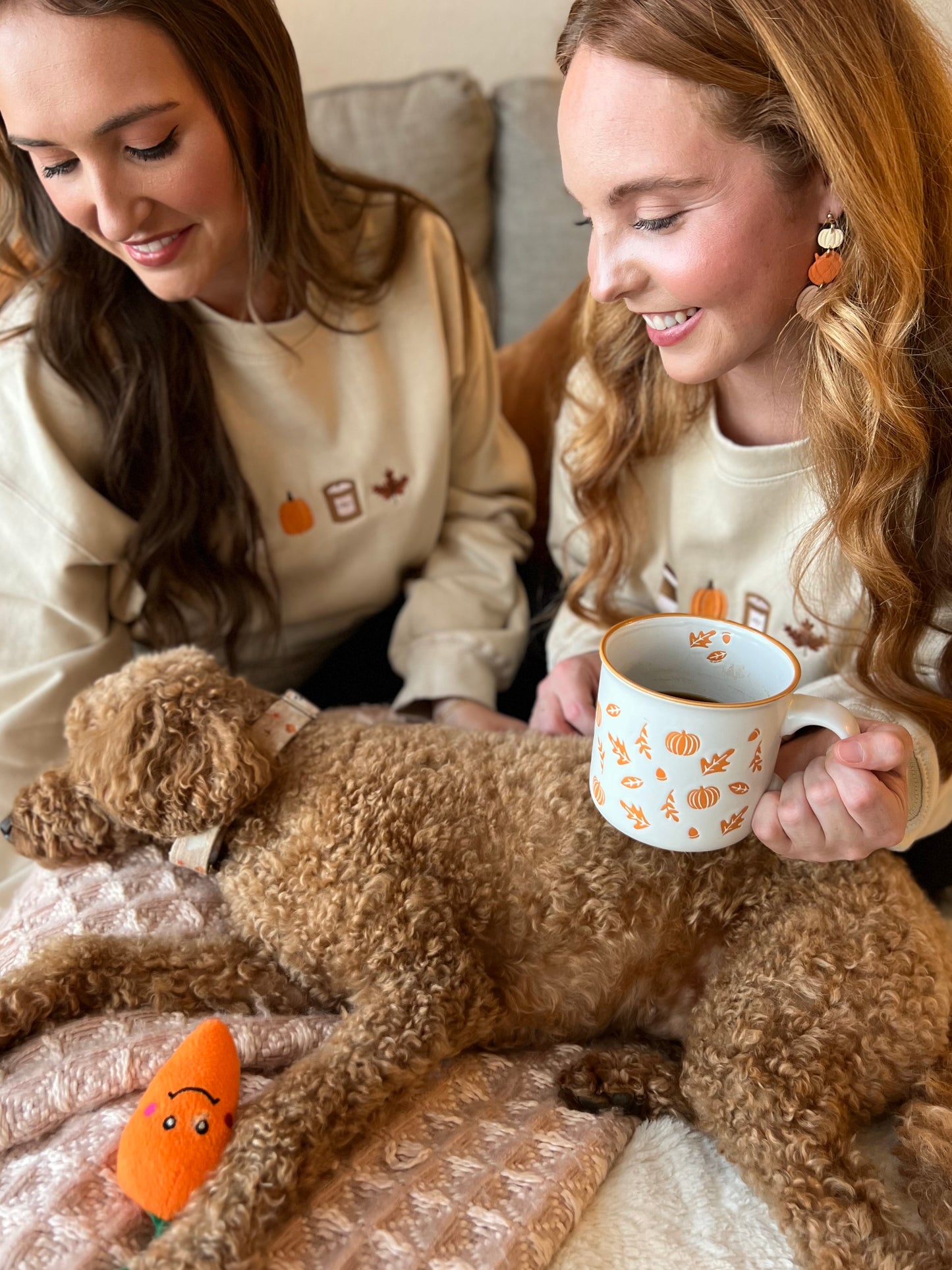 Embroidered Little Fall Things Beige Sweatshirt