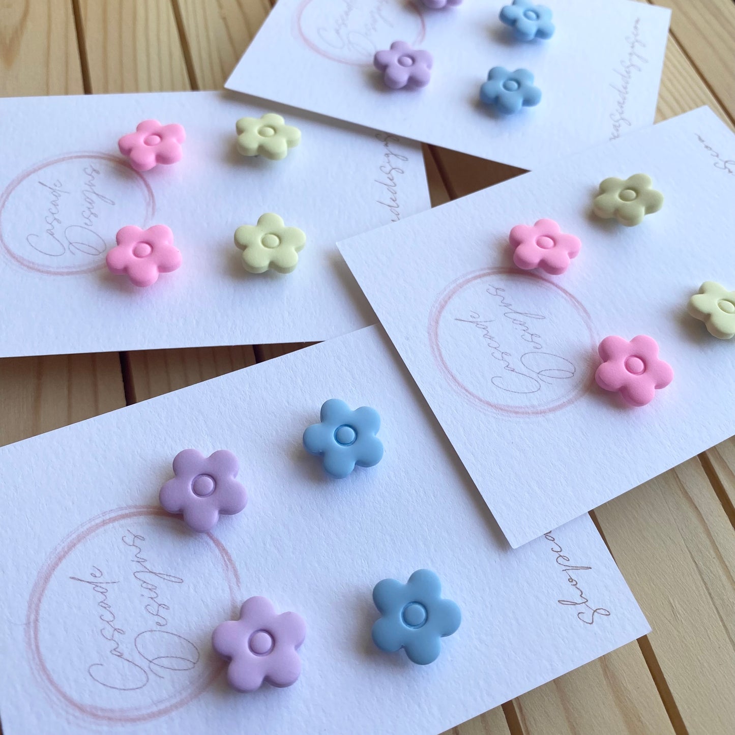 The April | Mini Flower Clay Earring Studs - Set of 2