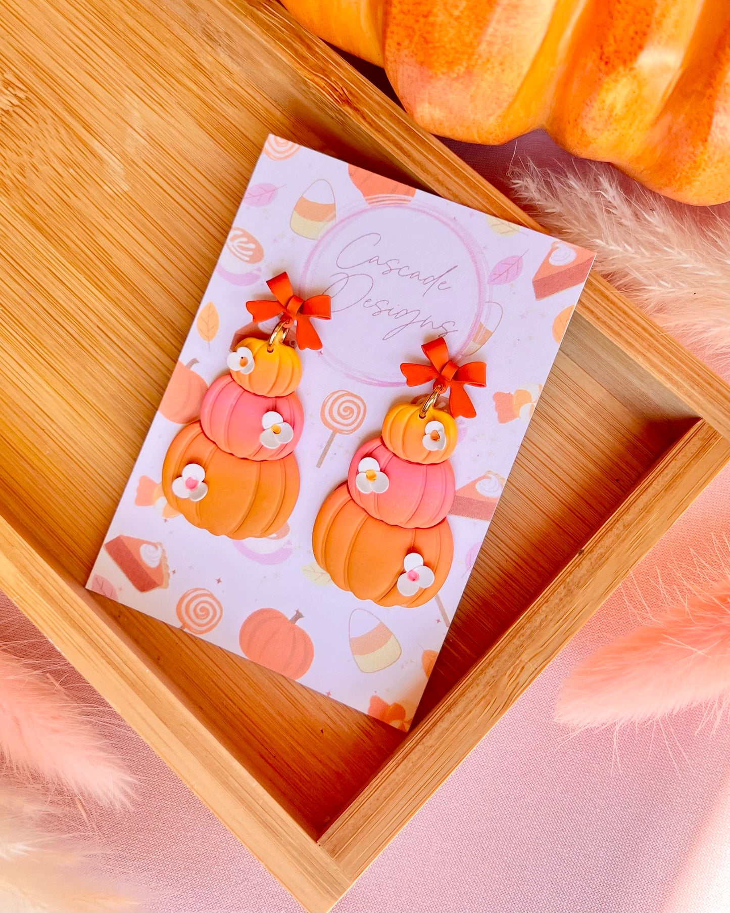 The Jacki Ombre | Floral Pumpkin Clay Earrings