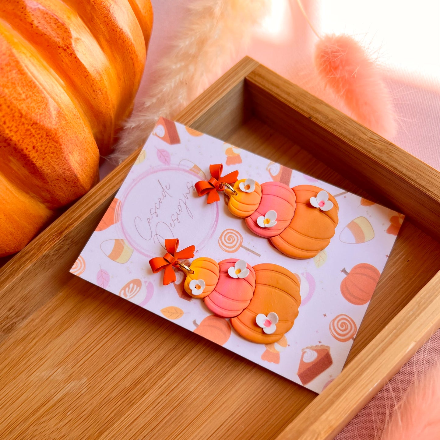 The Jacki Ombre | Floral Pumpkin Clay Earrings