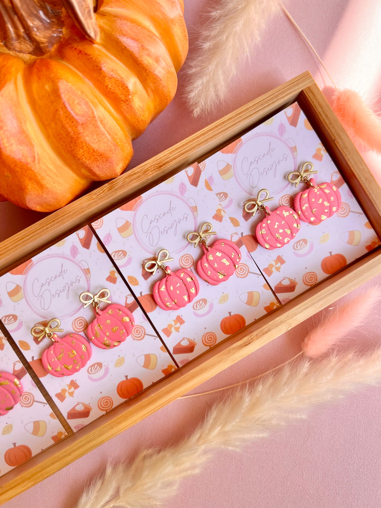 The Pumpkin Sparkle | Pink Pumpkin Clay Earrings