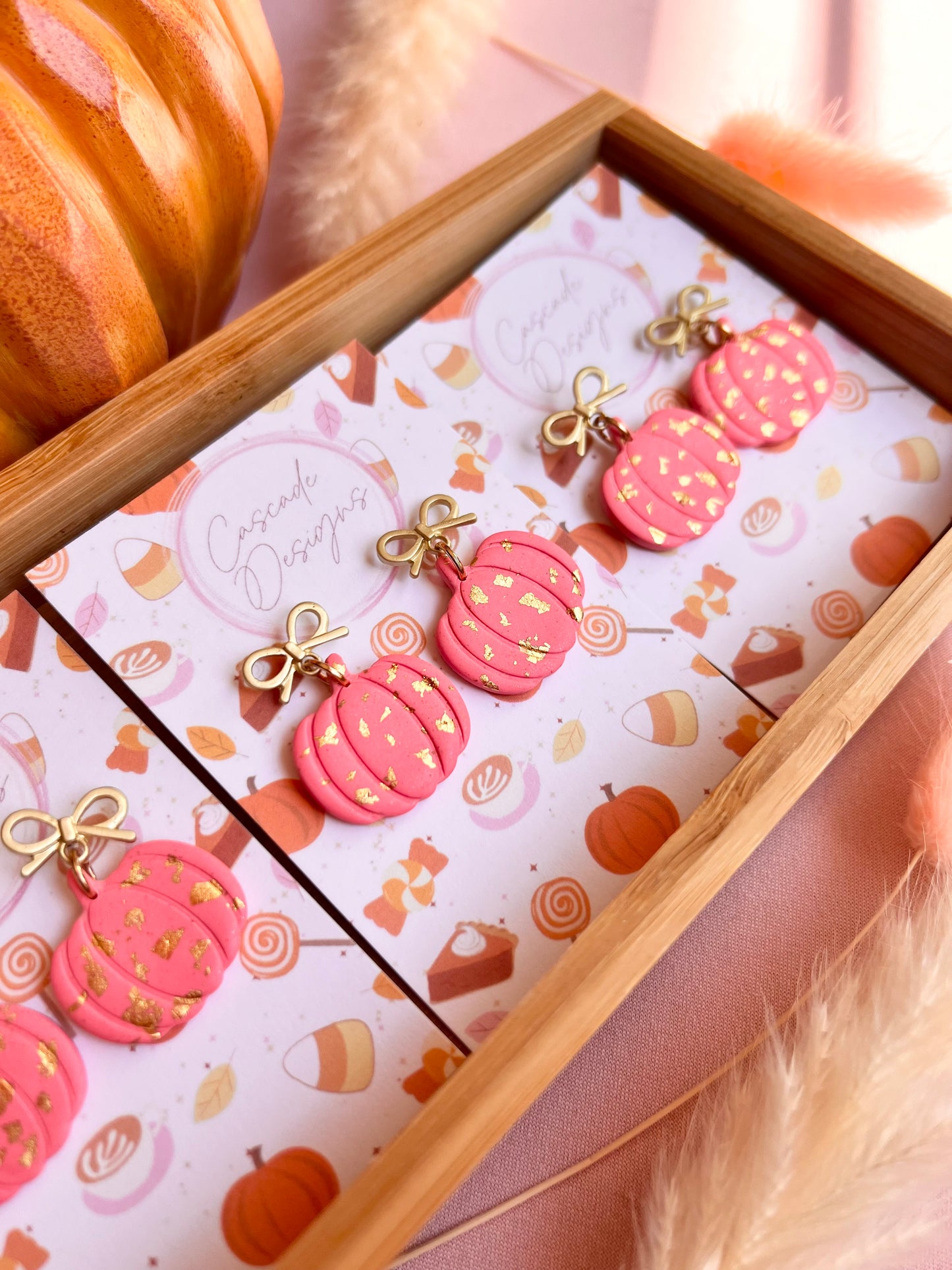 The Pumpkin Sparkle | Pink Pumpkin Clay Earrings