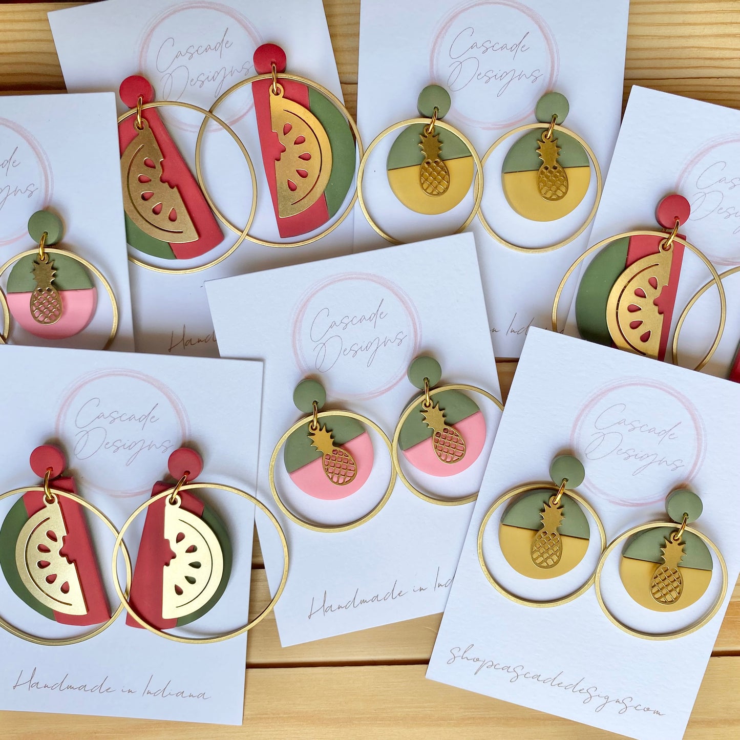 The Melli | Watermelon Color Block Hoop Clay Earrings