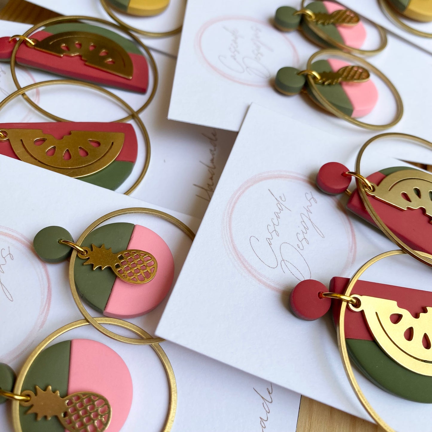 The Colada | Pineapple Color Block Hoop Clay Earrings