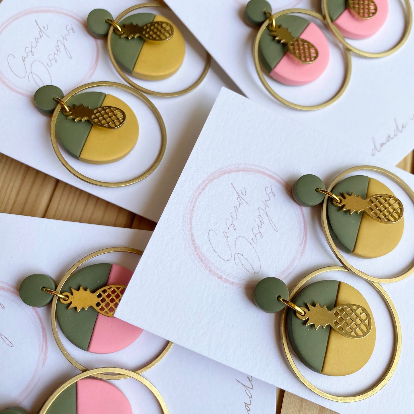 The Colada | Pineapple Color Block Hoop Clay Earrings