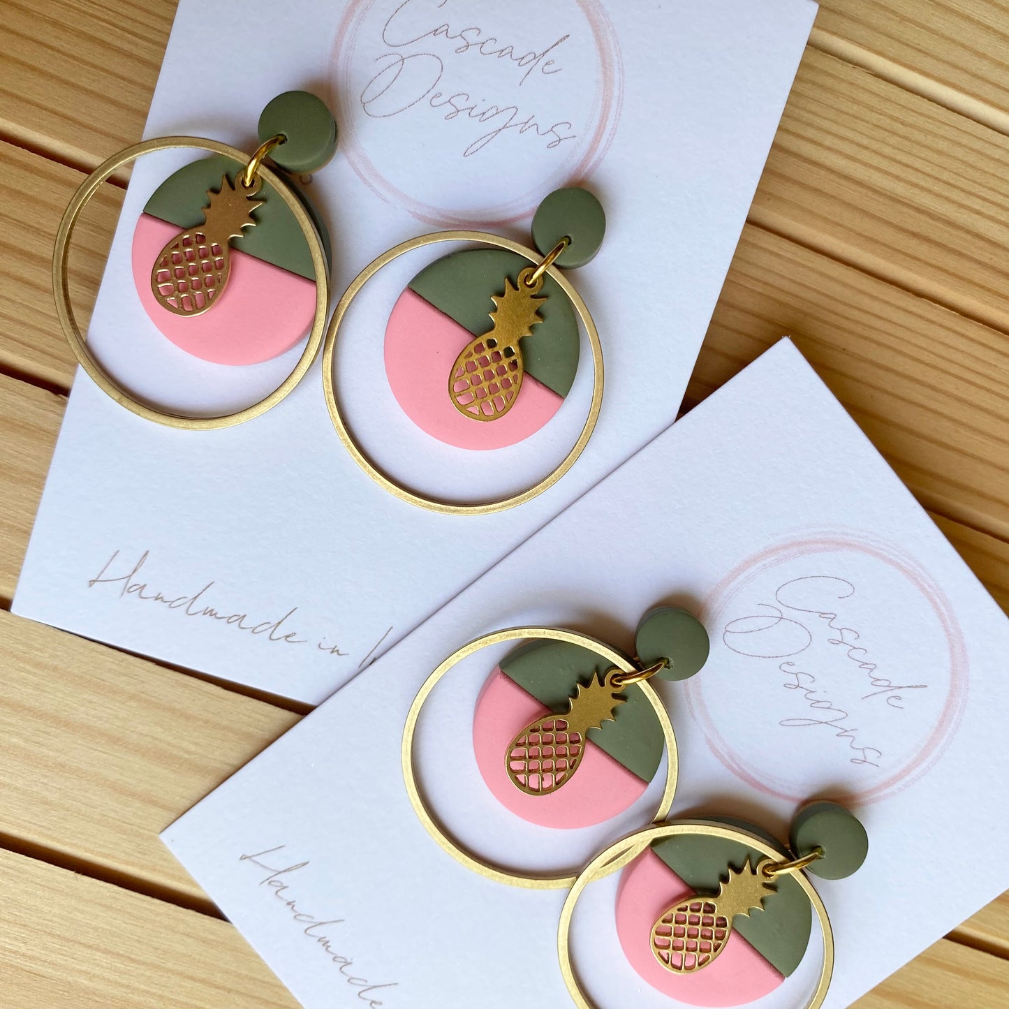 The Colada | Pineapple Color Block Hoop Clay Earrings