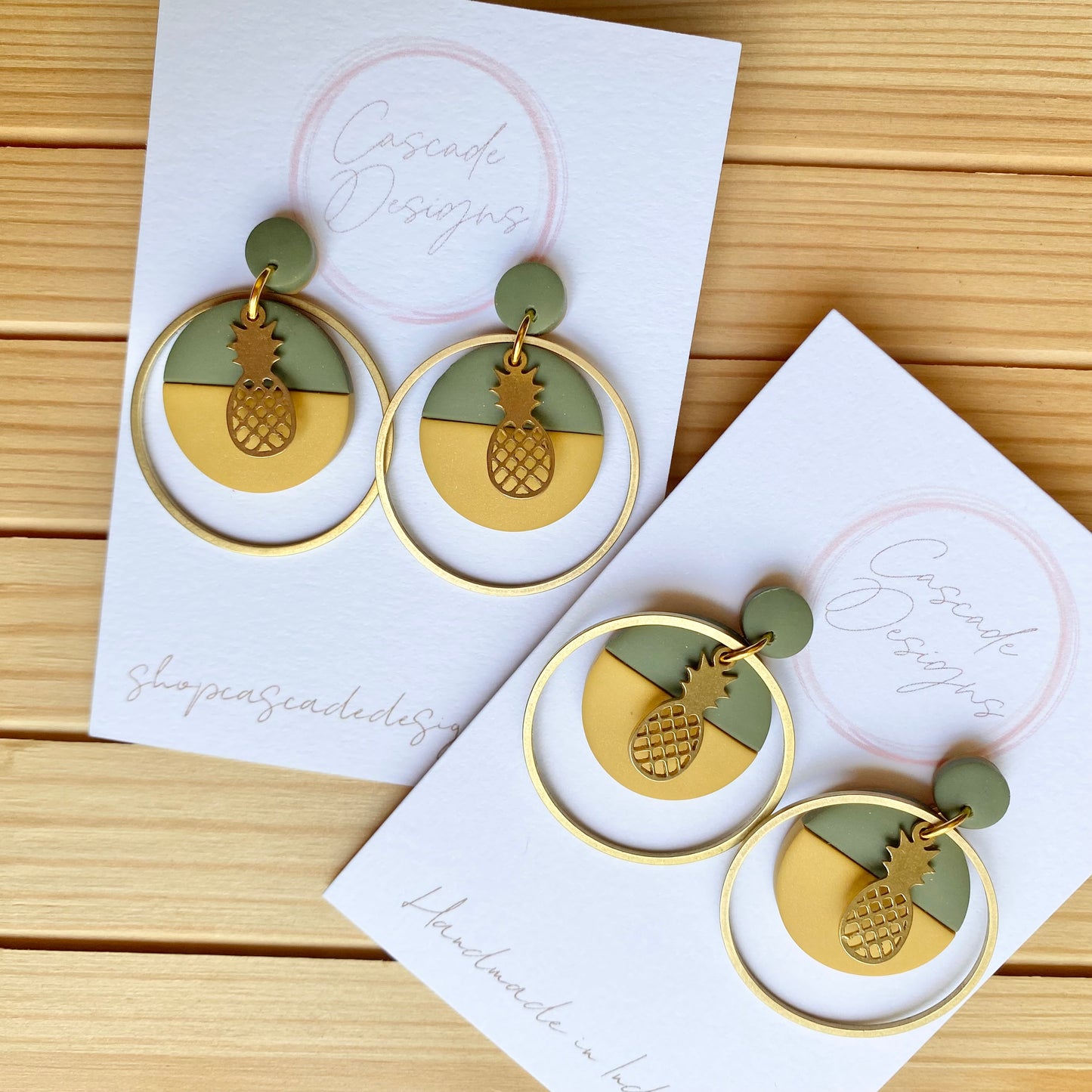 The Colada | Pineapple Color Block Hoop Clay Earrings