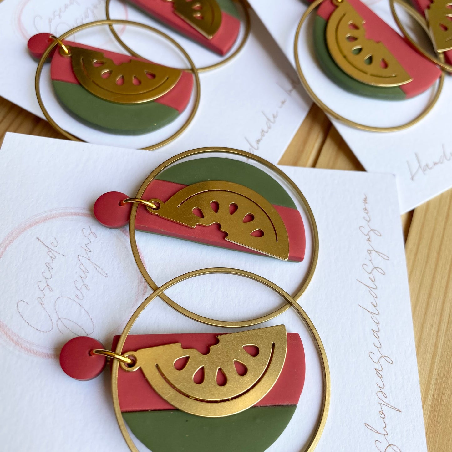 The Melli | Watermelon Color Block Hoop Clay Earrings