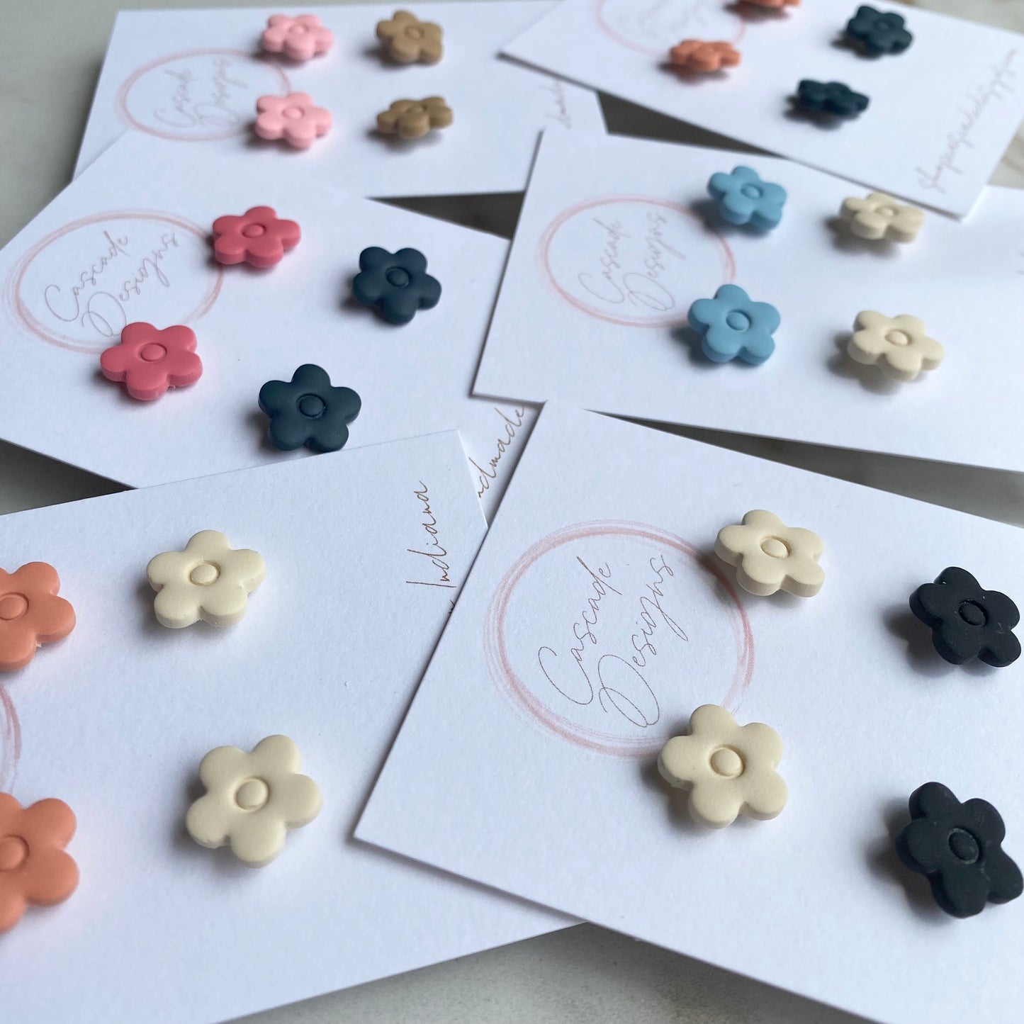 The April | Mini Flower Clay Earring Studs - Set of 2