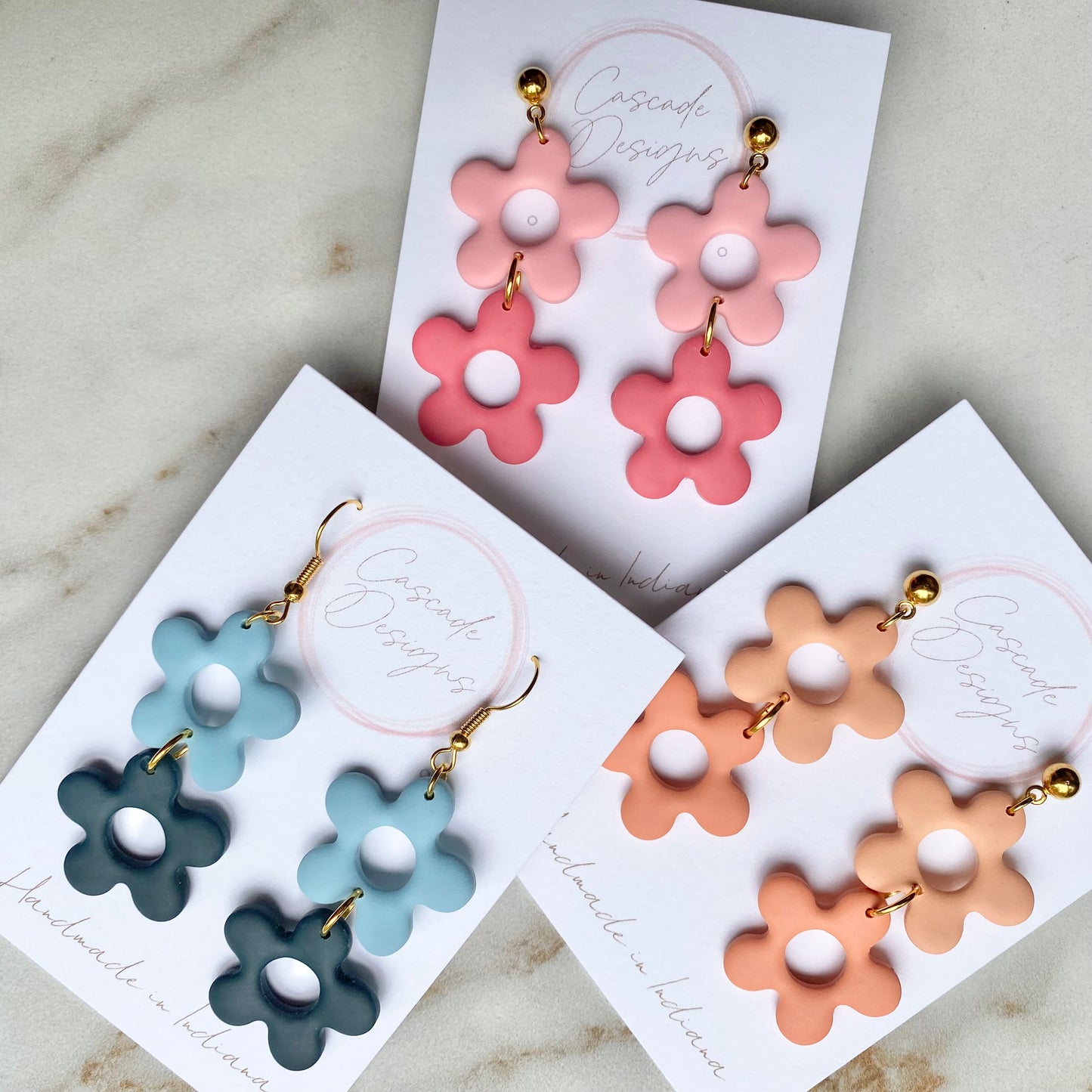 The Izzy Double | Flower Clay Earrings