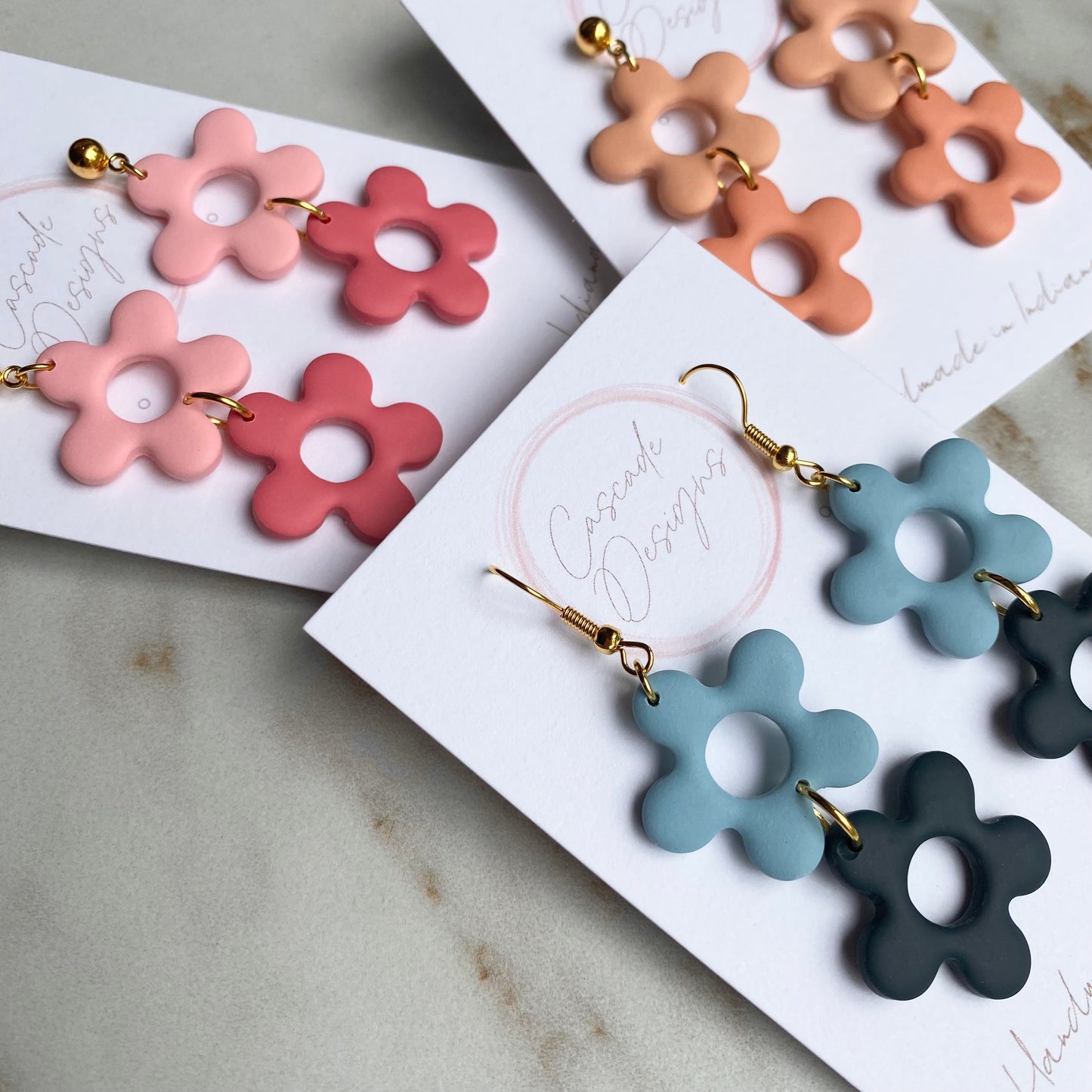 The Izzy Double | Flower Clay Earrings