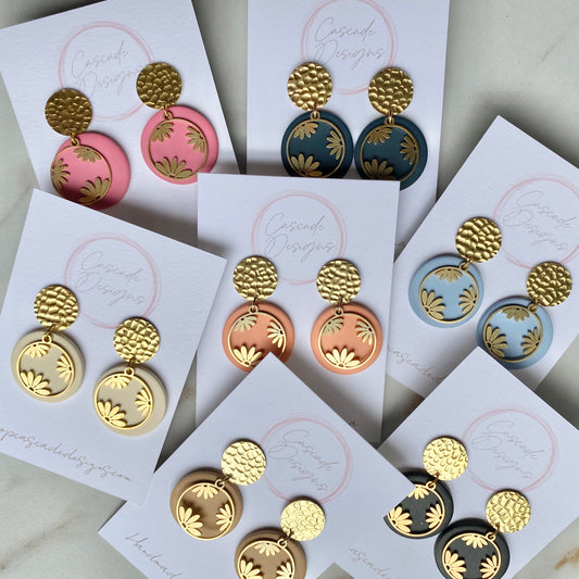 The Willa | Clay and Brass Flower Earrings