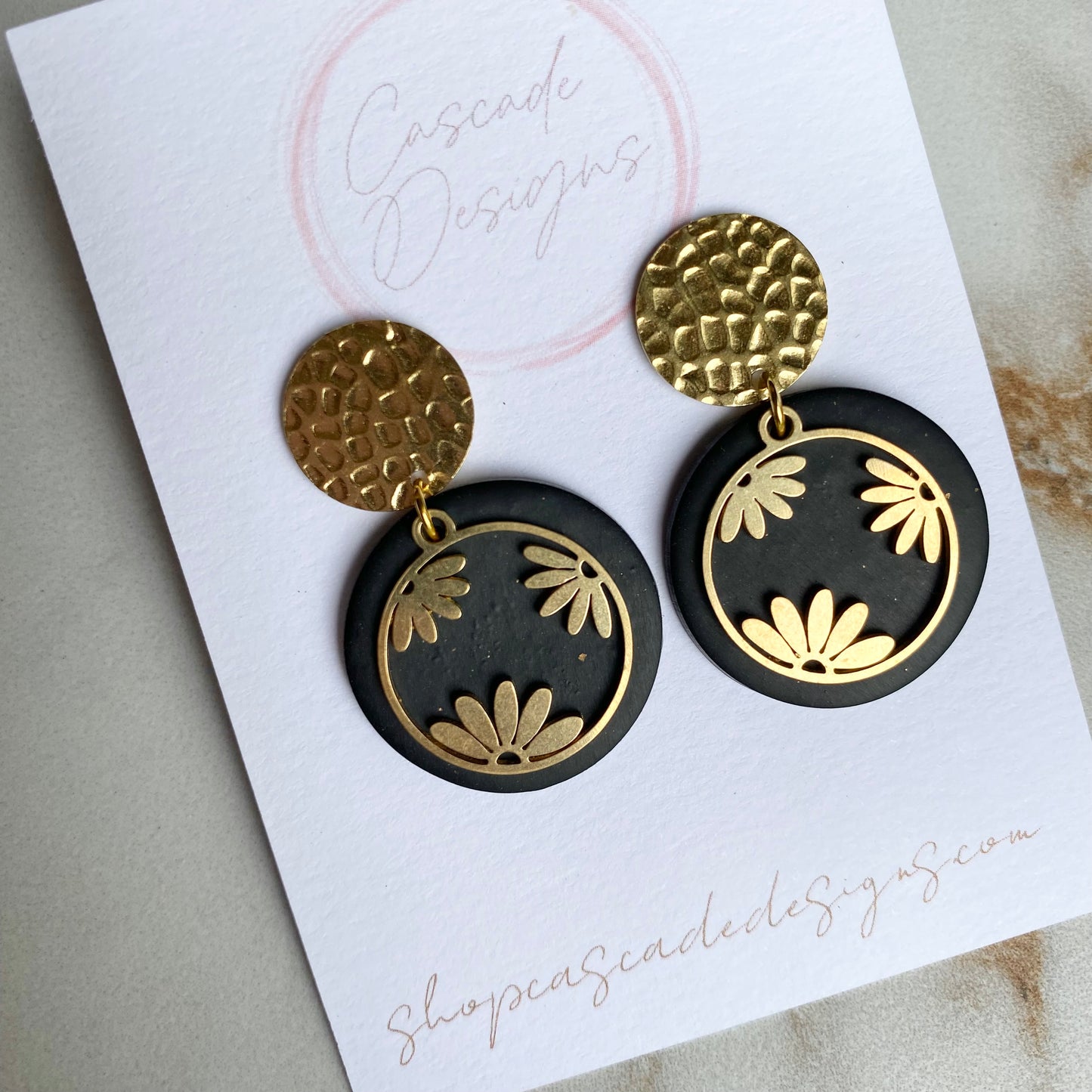 The Willa | Clay and Brass Flower Earrings