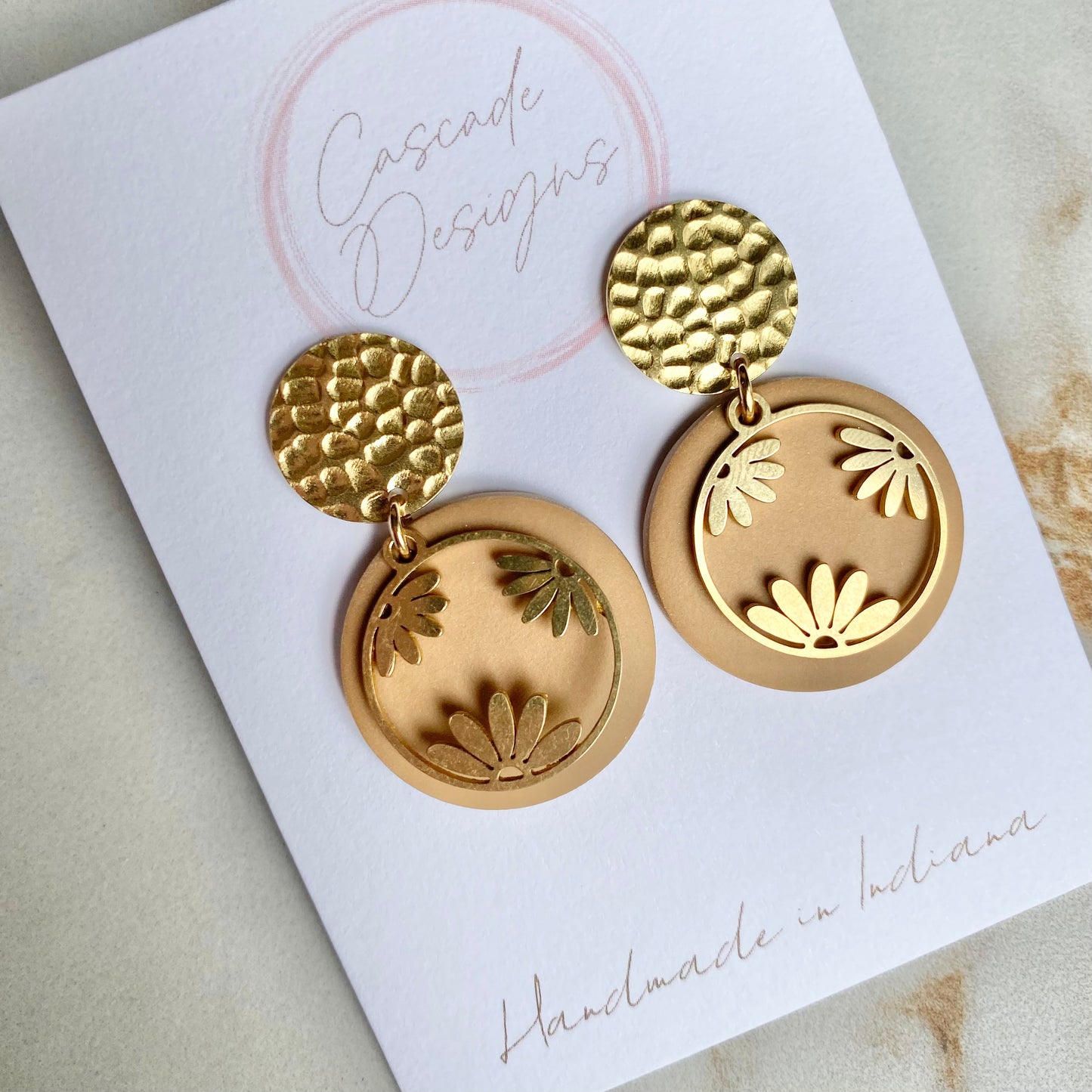 The Willa | Clay and Brass Flower Earrings
