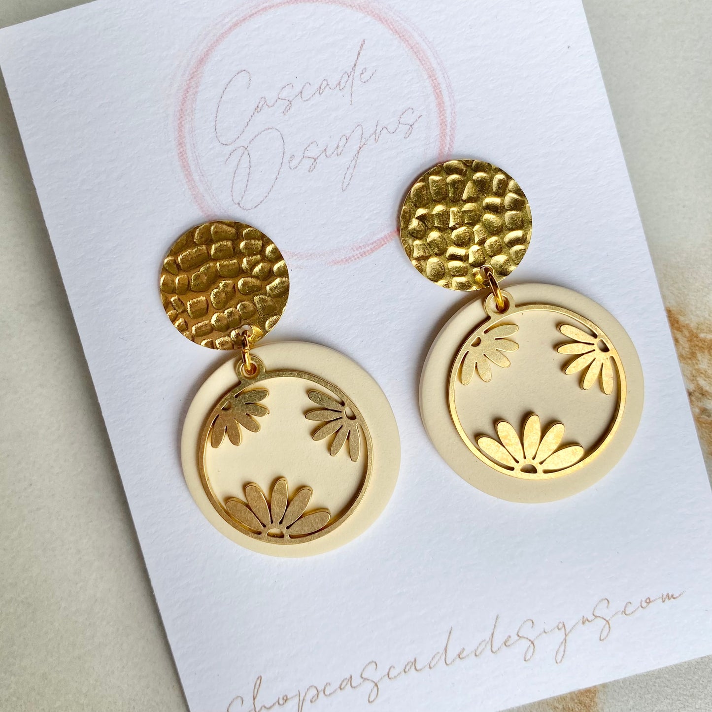 The Willa | Clay and Brass Flower Earrings