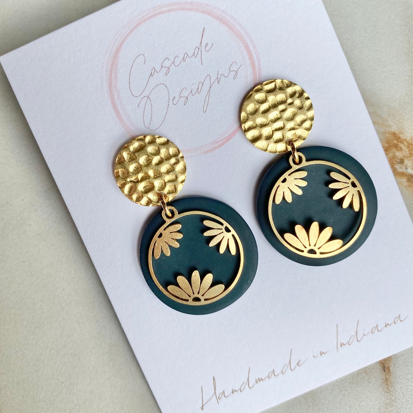 The Willa | Clay and Brass Flower Earrings