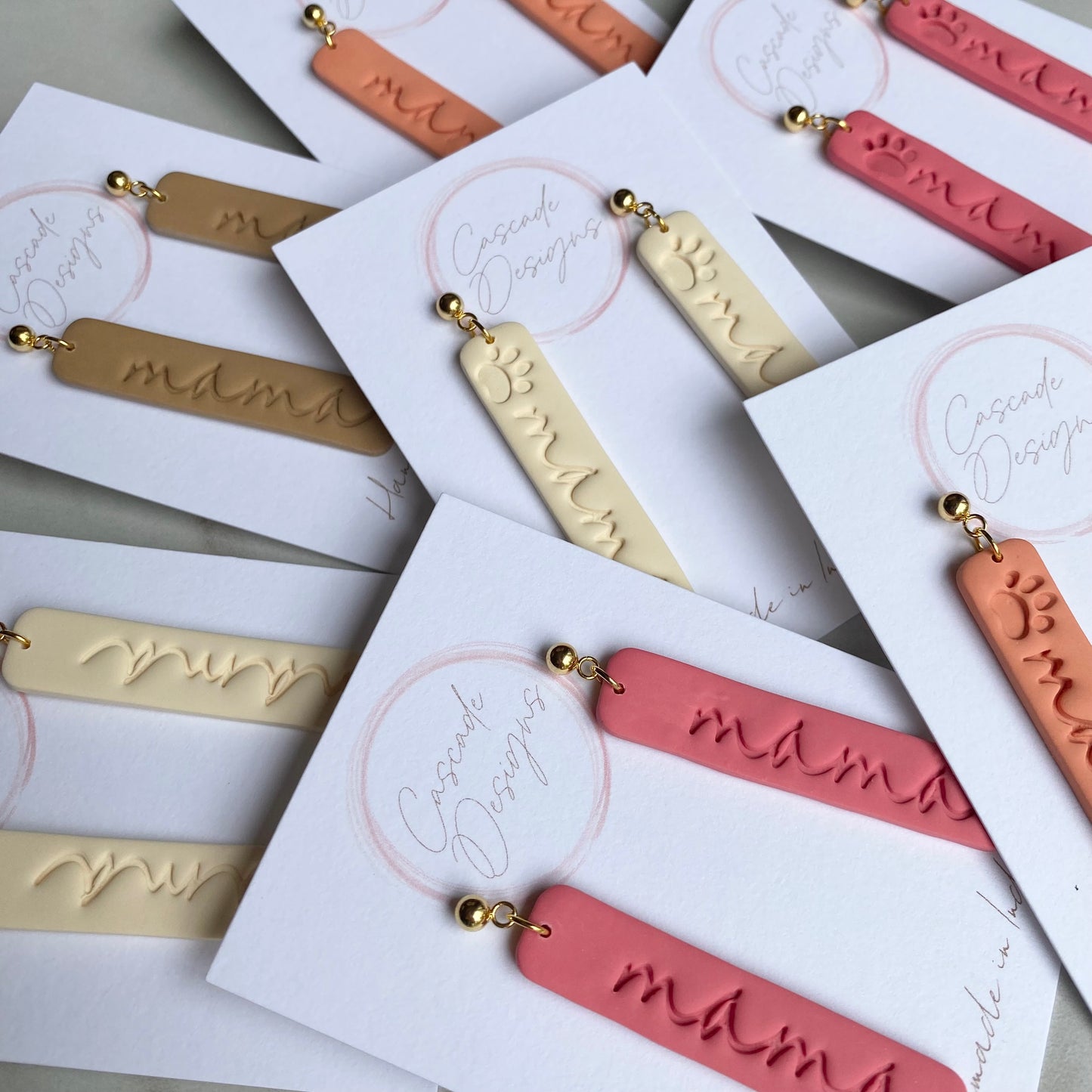 The Mama & Dog Mama | Mama and Pawprint Clay Earrings