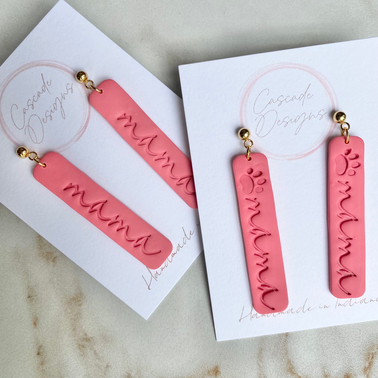 The Mama & Dog Mama | Mama and Pawprint Clay Earrings
