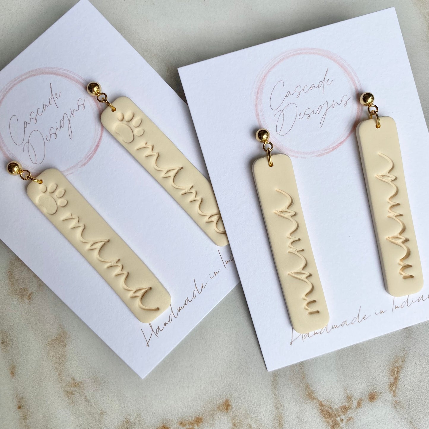 The Mama & Dog Mama | Mama and Pawprint Clay Earrings